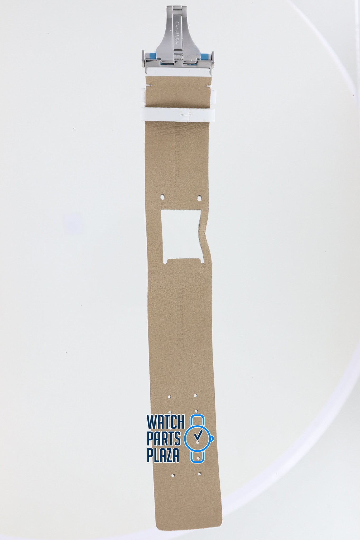 Burberry BU4650 Watch Band BU - 4650 White Leather 30 mm - Watch Plaza