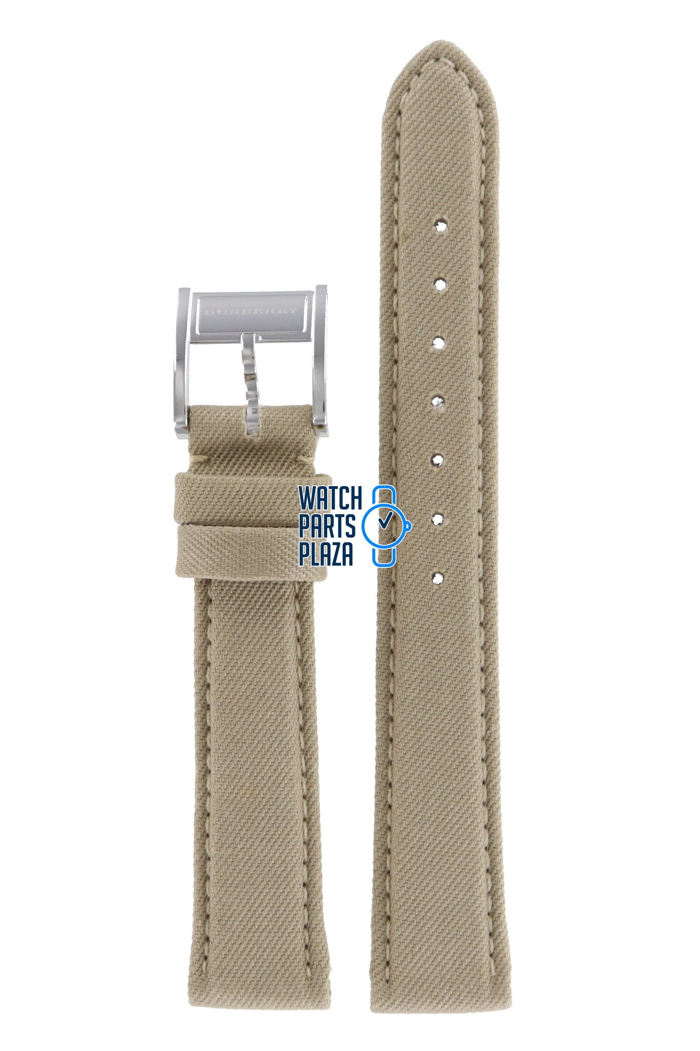 Burberry BU7107 Watch Band BU - 7107 Beige Leather & Textile 16 mm - Watch Plaza