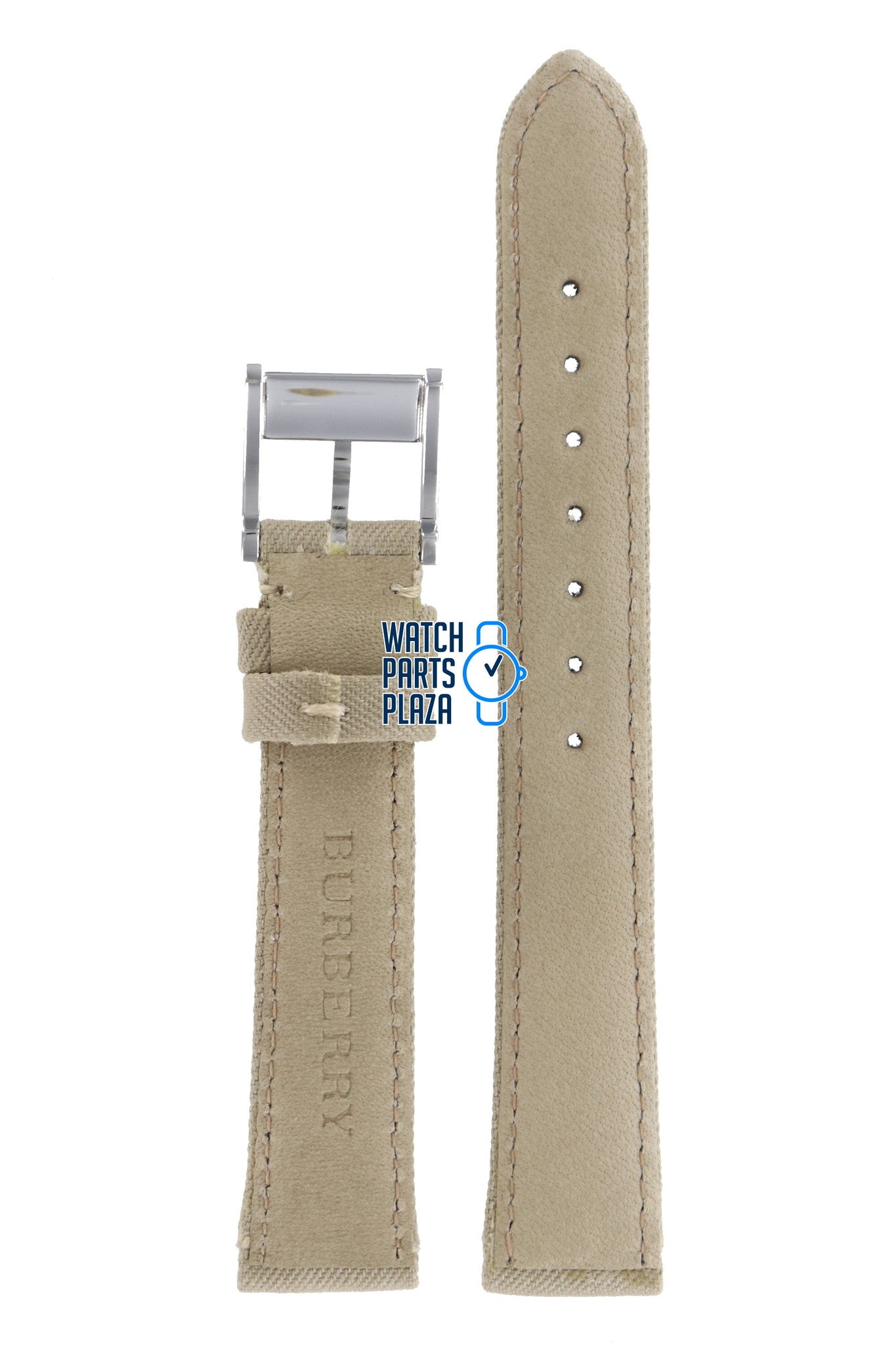 Burberry BU7107 Watch Band BU - 7107 Beige Leather & Textile 16 mm - Watch Plaza