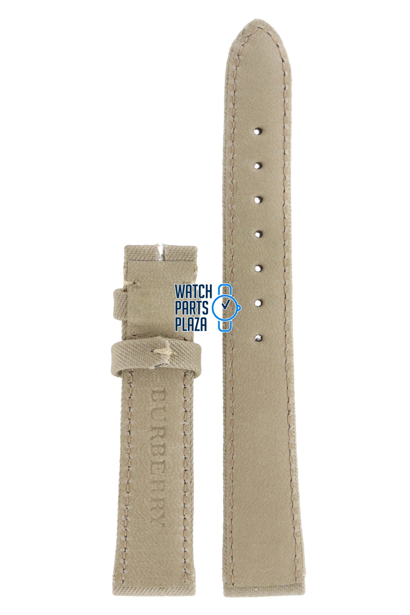 Burberry BU7107 Watch Band BU - 7107 - NO - CLASP Beige Leather & Textile 16 mm - Watch Plaza