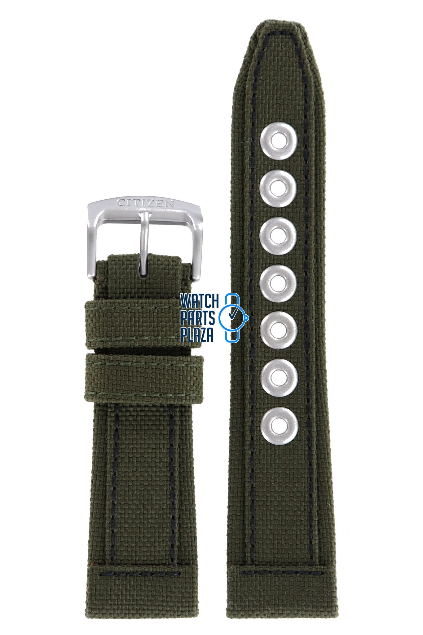 Citizen AP4011 - 01W Military Watch Band 59 - S52535 Green Leather & Textile 23 mm Eco - Drive - Watch Plaza