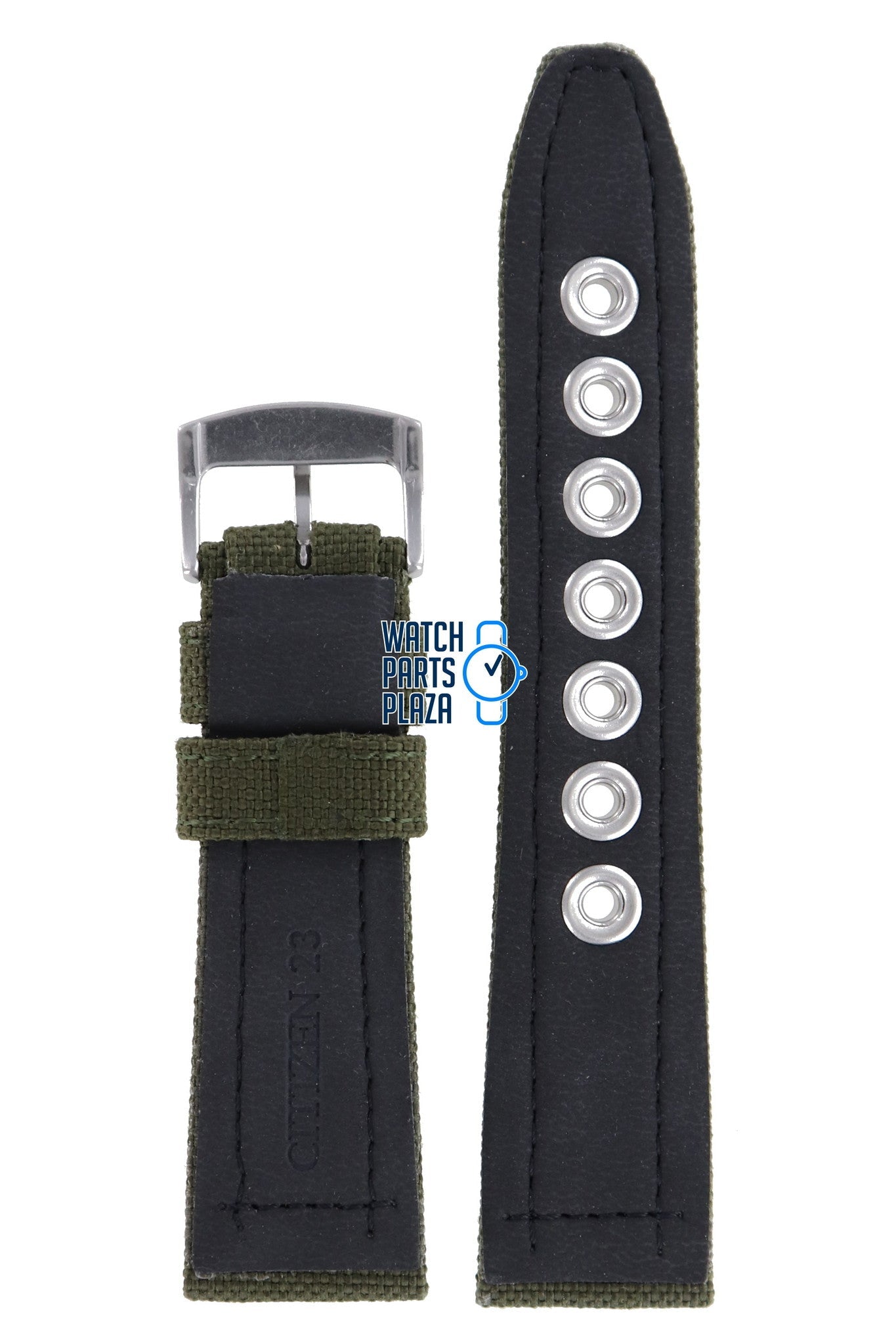 Citizen AP4011 - 01W Military Watch Band 59 - S52535 Green Leather & Textile 23 mm Eco - Drive - Watch Plaza