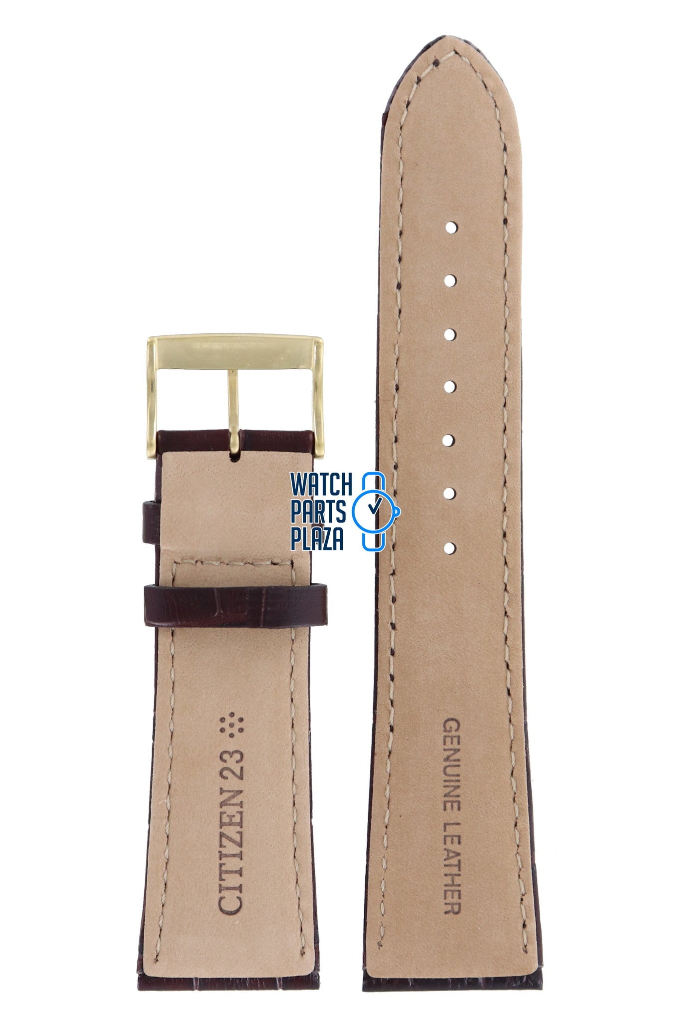 Citizen AW1212 - 10A Watch Band 59 - R50417 Brown Leather 23 mm Eco - Drive - Watch Plaza