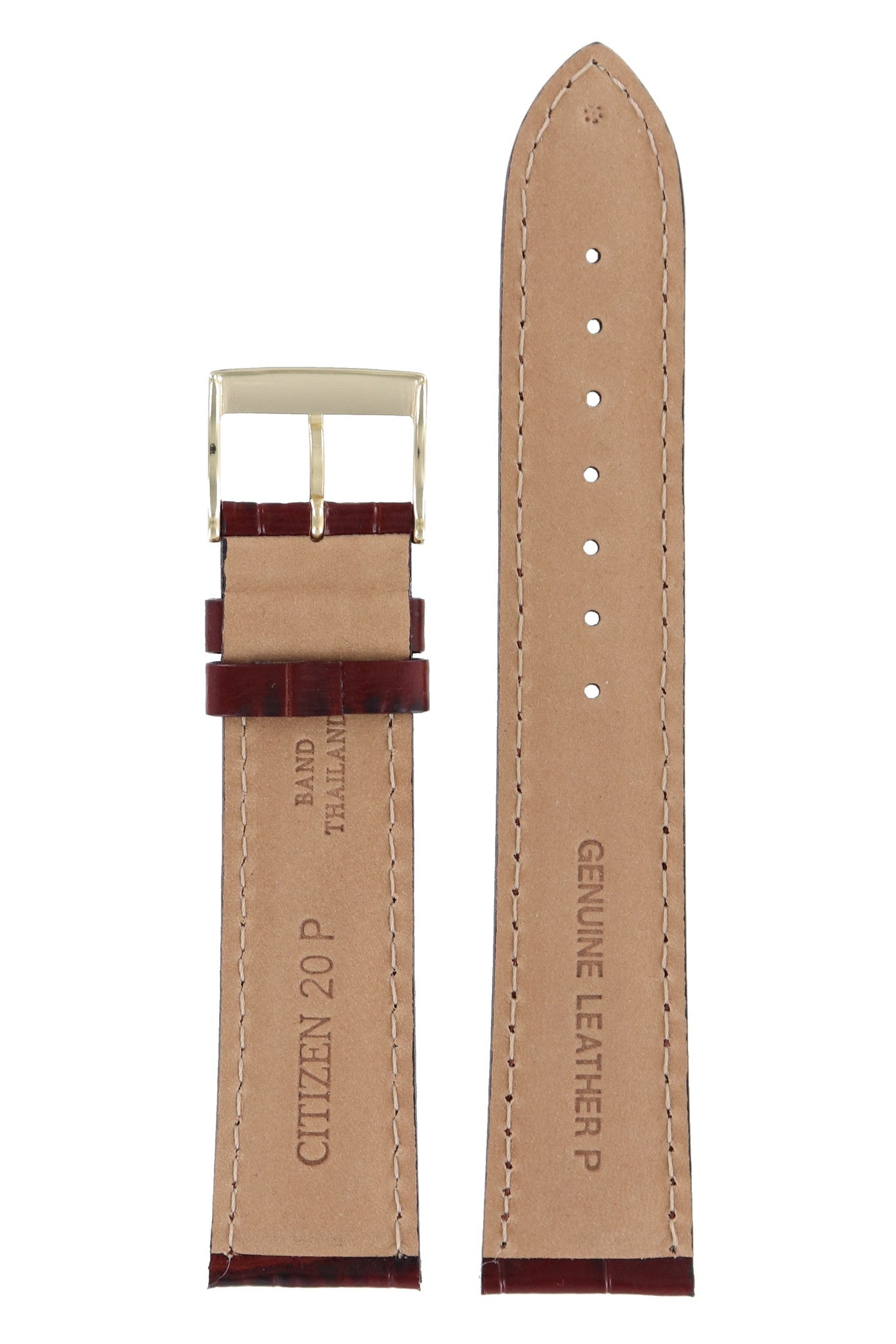 Citizen BH1652 - 09P - S068185 Watch Band 59 - S52097 Brown Leather 20 mm Elegant - Watch Plaza