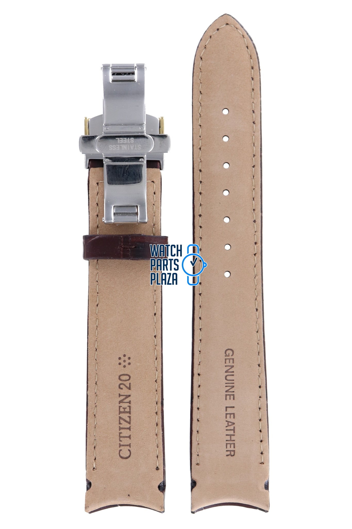 Citizen BL8002, BL8003 & BL8006 Watch Band 59 - S50443 Brown Leather 20 mm Eco - Drive - Watch Plaza