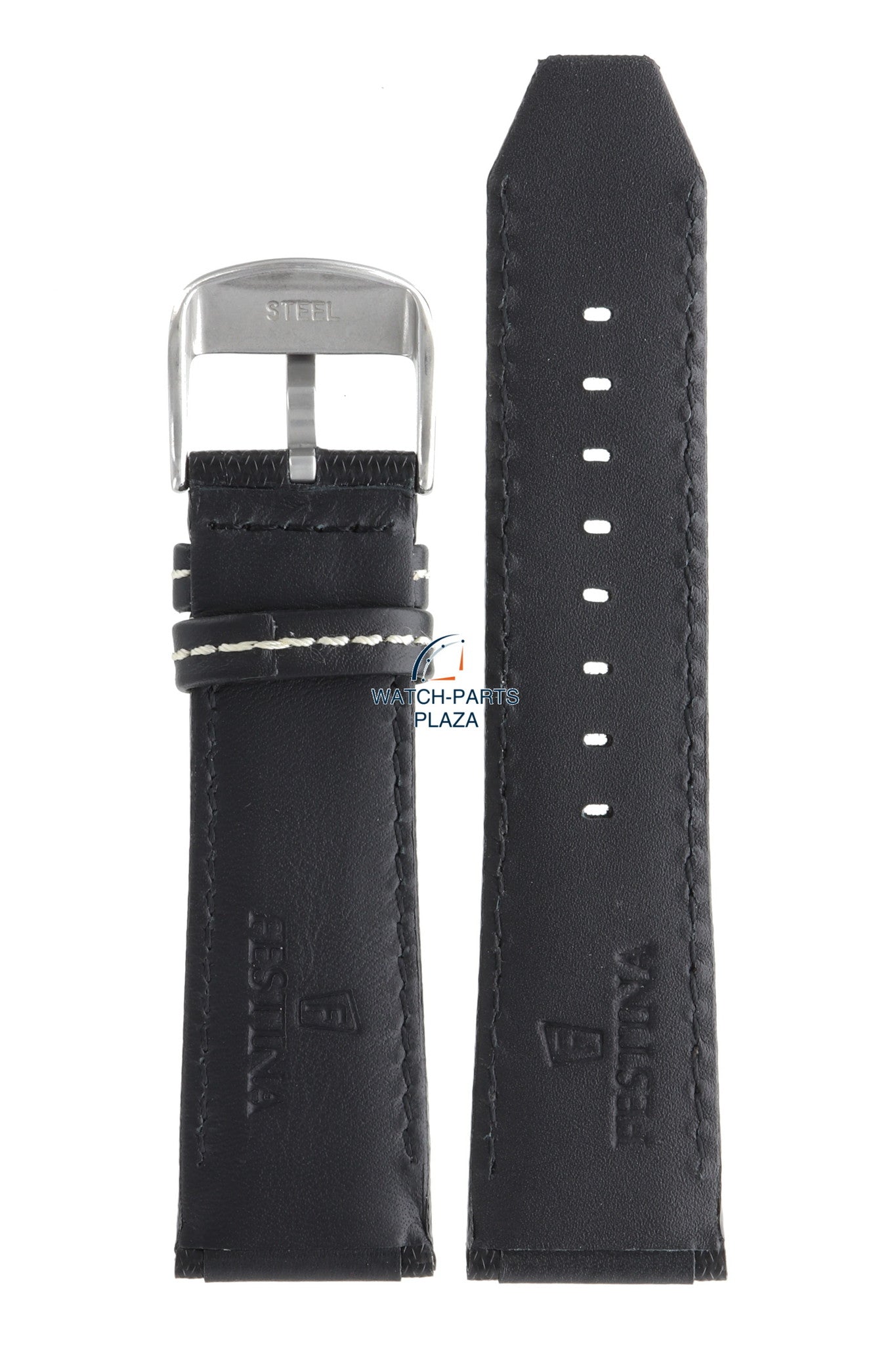 Festina BC06956 Watch band F16489 black leather 25 mm - Chronograph - Watch Plaza