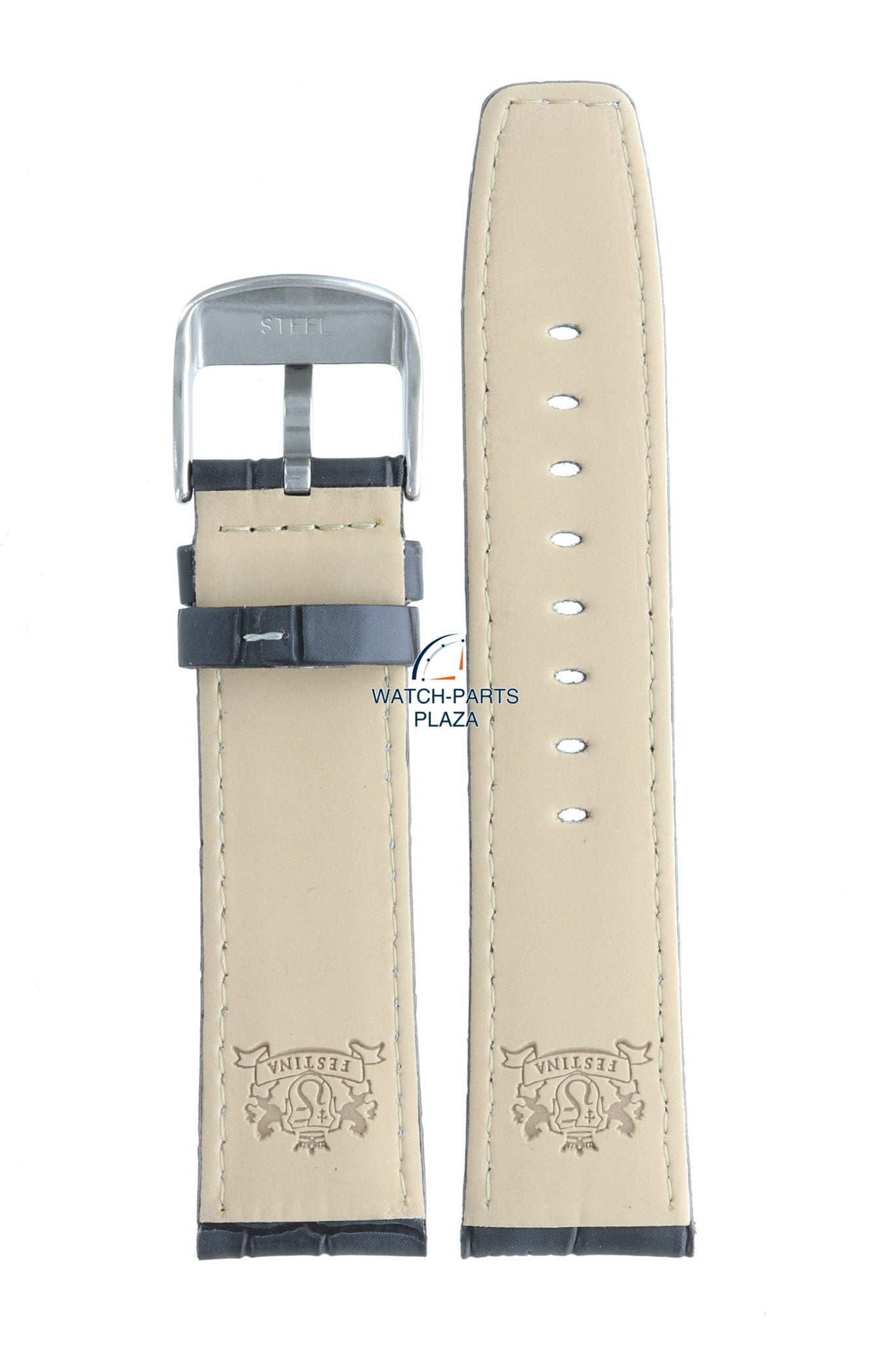 Festina BC07596 Watch band F16573 grey leather 23 mm - Retrograde - Watch Plaza