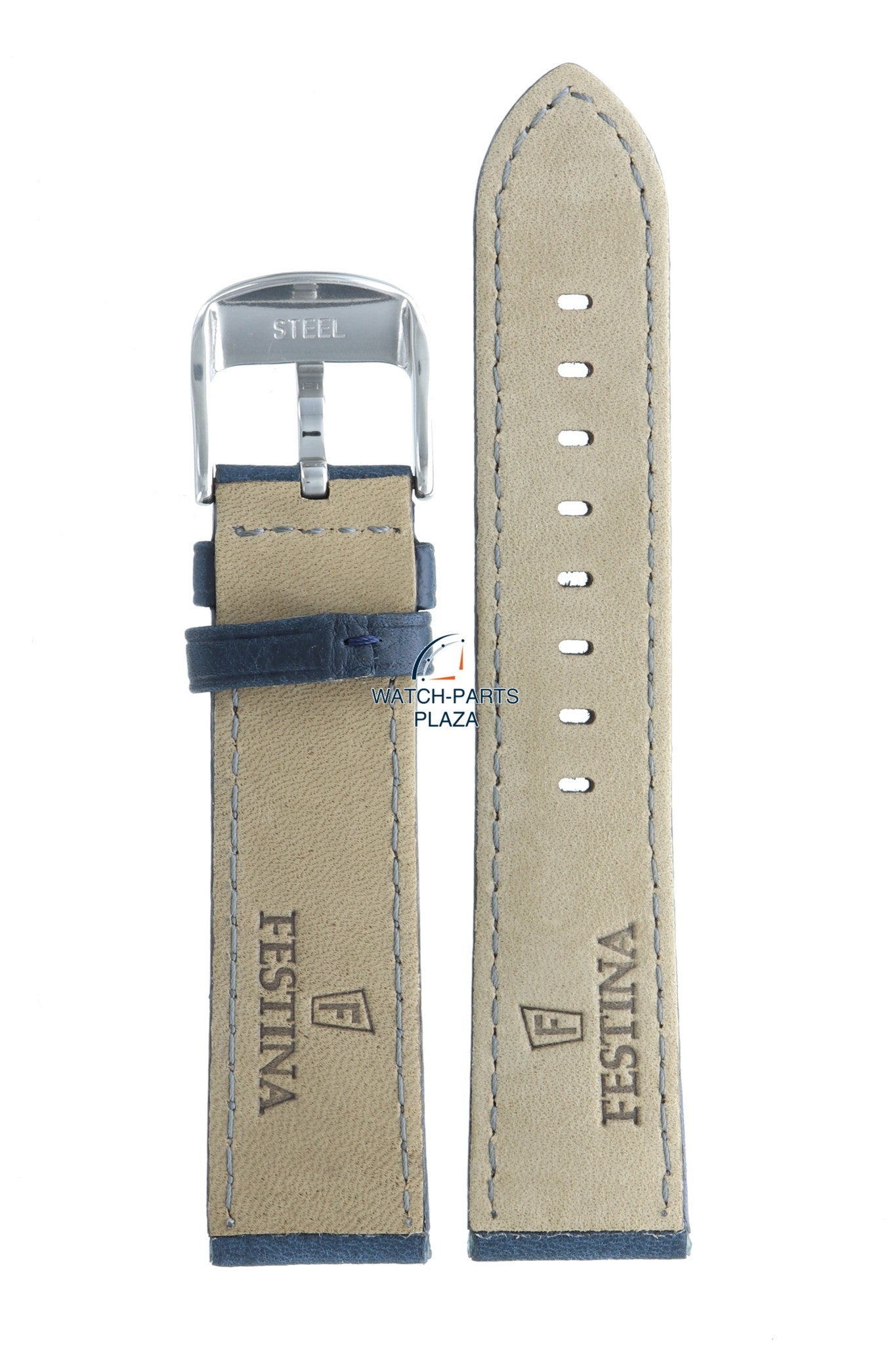 Festina BC08043 Watch band F16629 dark blue leather 22 mm - Retrograde - Watch Plaza