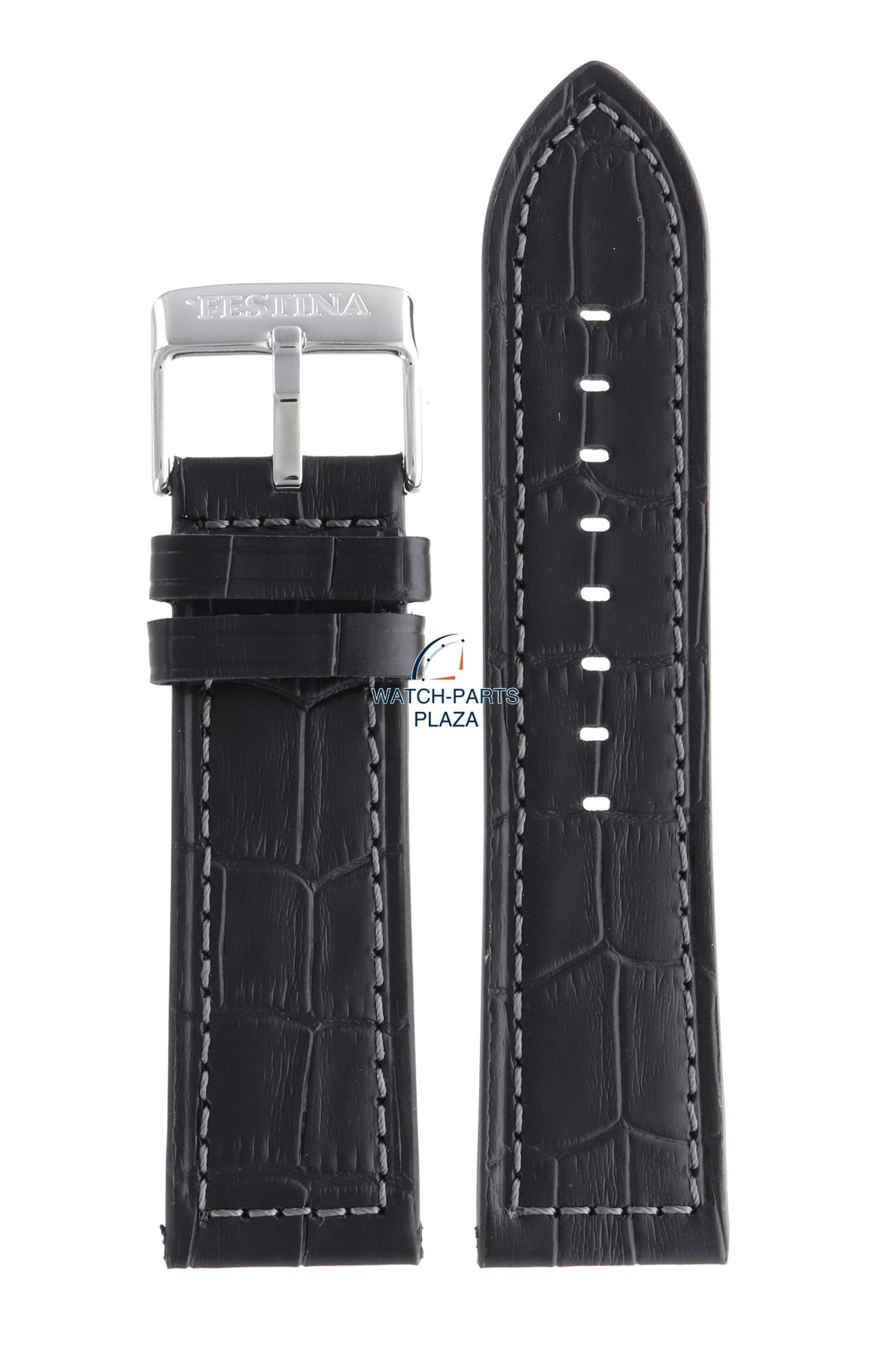 Festina BC08231 Watch band F16673 black leather 25 mm - Chronograph - Watch Plaza