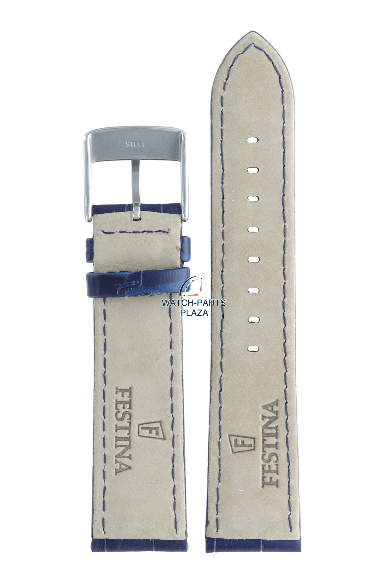 Festina BC08654 Watch band F16760 dark blue leather 22 mm - Chronograph - Watch Plaza