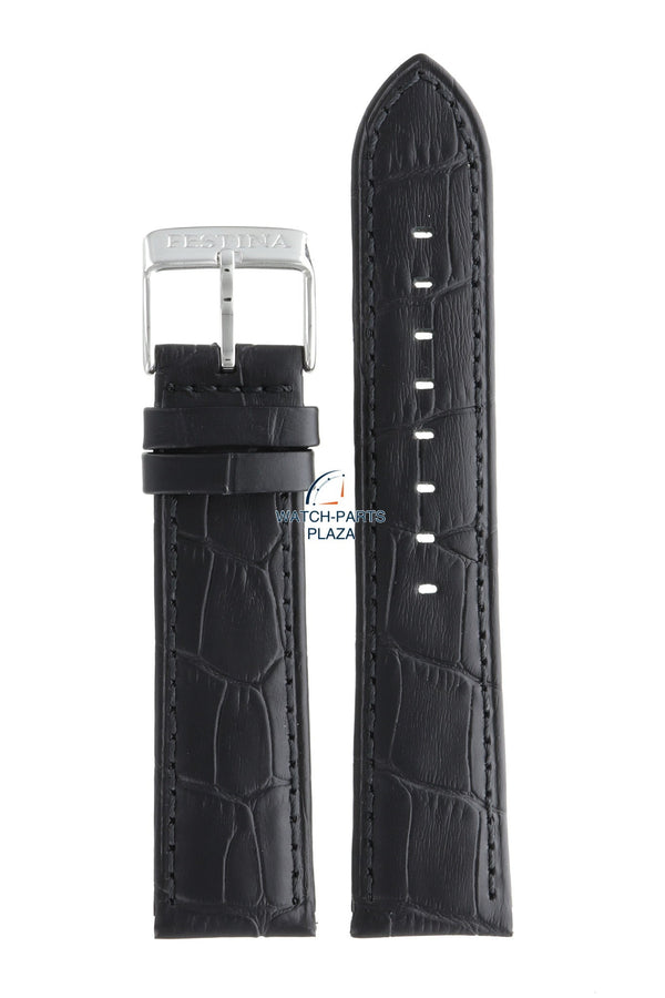 Festina BC08655 Watch band F16760 black leather 22 mm - Chronograph - Watch Plaza