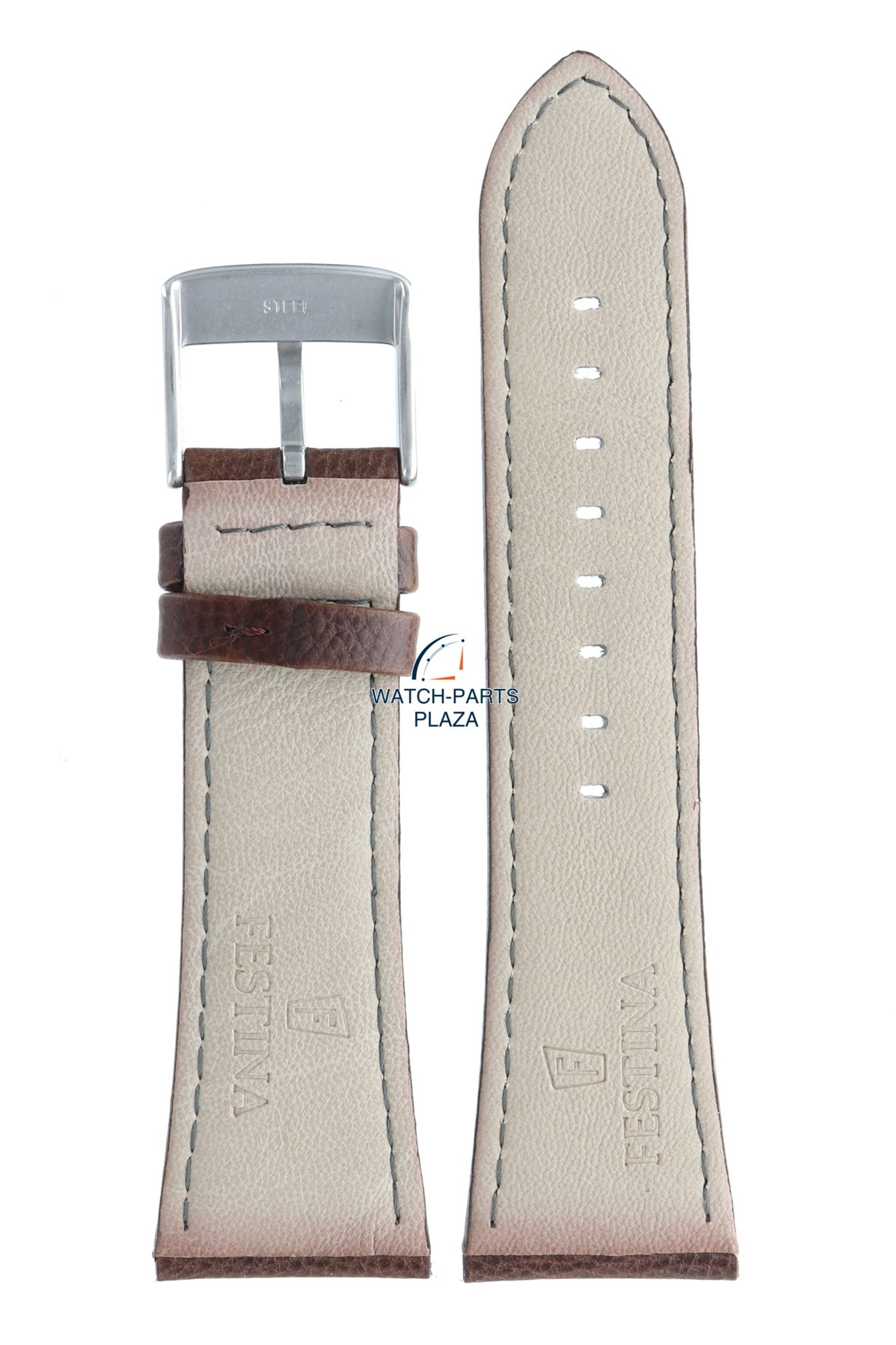 Festina BC08658 Watch band F16756 dark brown leather 27 mm - Watch Plaza