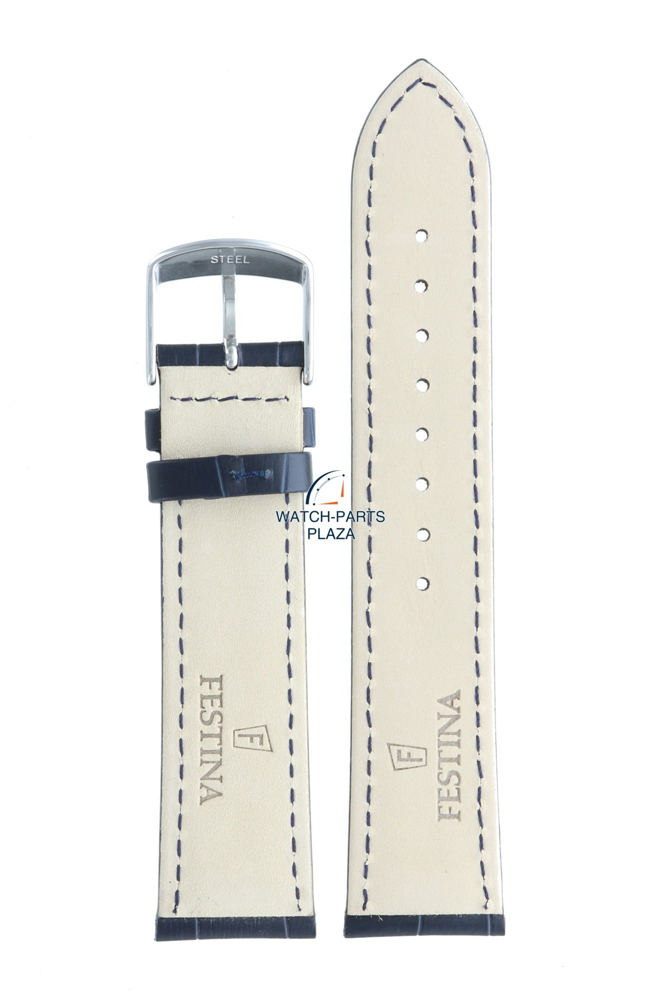 Festina BC08943 Watch band F16823, F20426 dark blue leather 22 mm - Retrograde & Classics - Watch Plaza