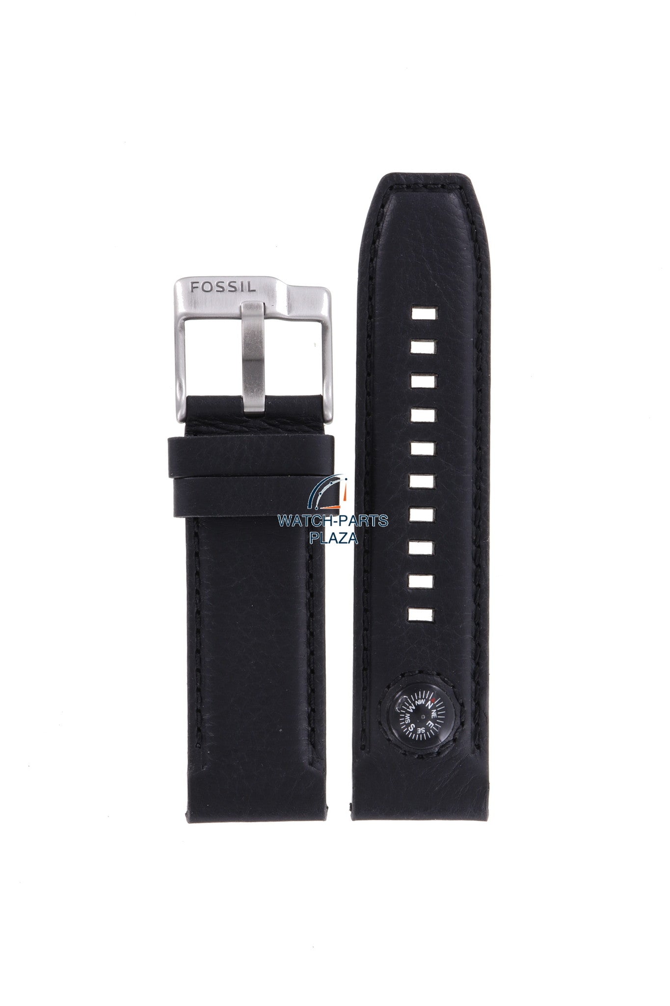 Fossil JR1138 Watch Band JR - 1138 Black Leather 24 mm Compass - Watch Plaza