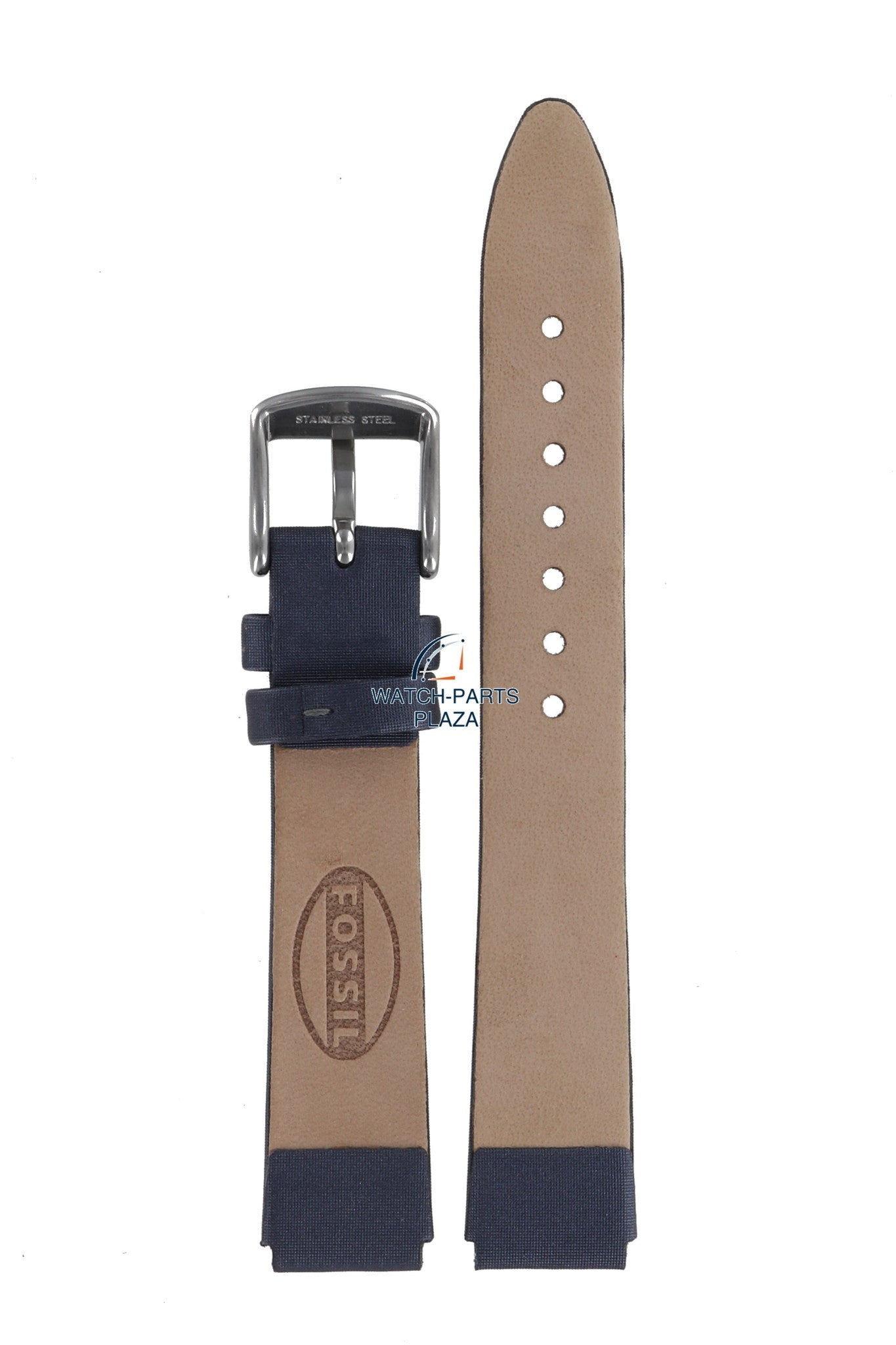 Fossil JR7913 Watch Band JR - 7913 Dark Blue Leather 14 mm Big Tic - Watch Plaza