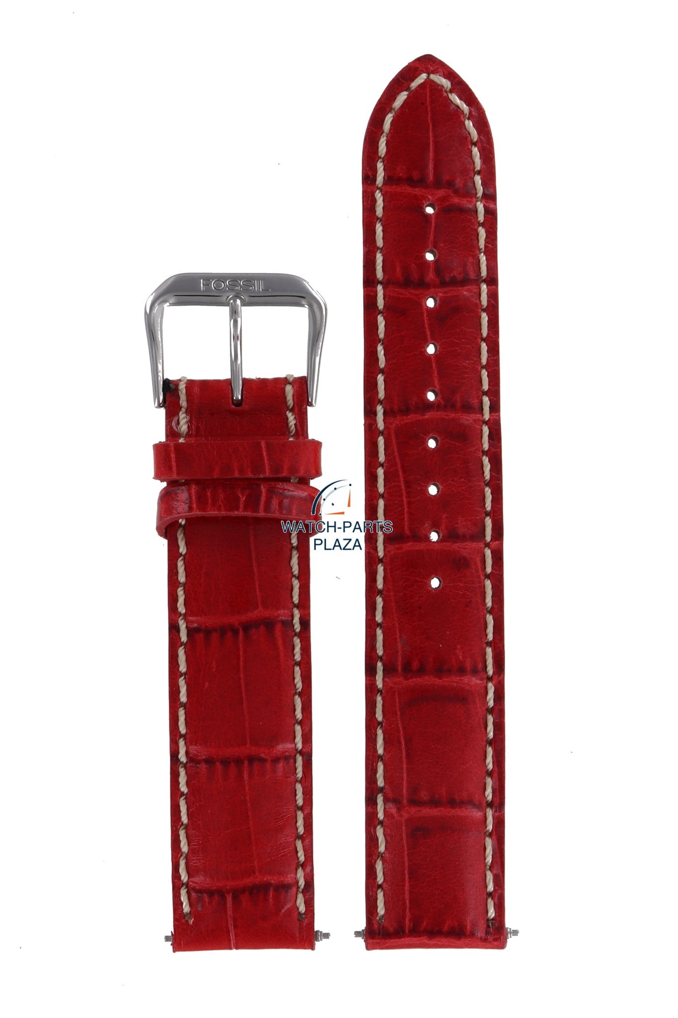 Fossil JR8032 Watch Band JR - 8032 Red Leather 18 mm Authentic - Watch Plaza