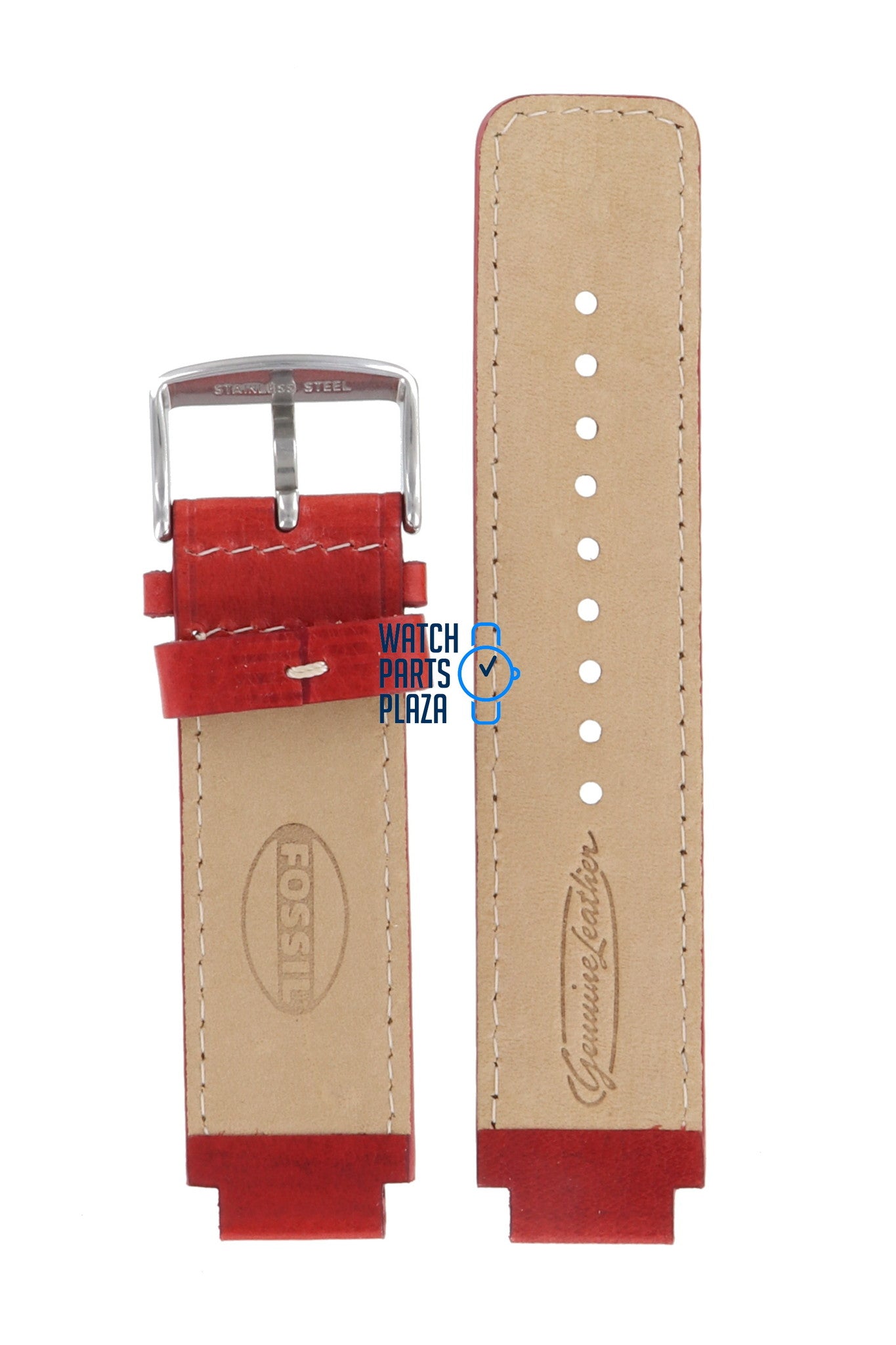 Fossil JR8138 Watch Band JR - 8138 Red Leather 16 mm - Watch Plaza