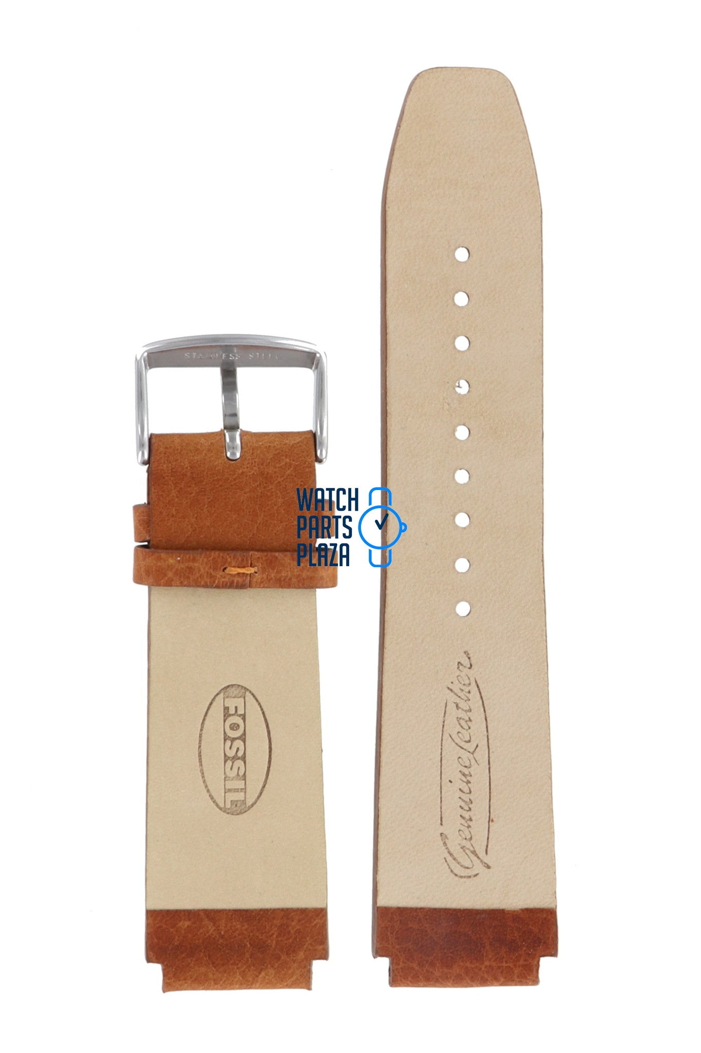 Fossil JR8144 Watch Band JR - 8144 Brown Leather 20 mm Big Tic - Watch Plaza