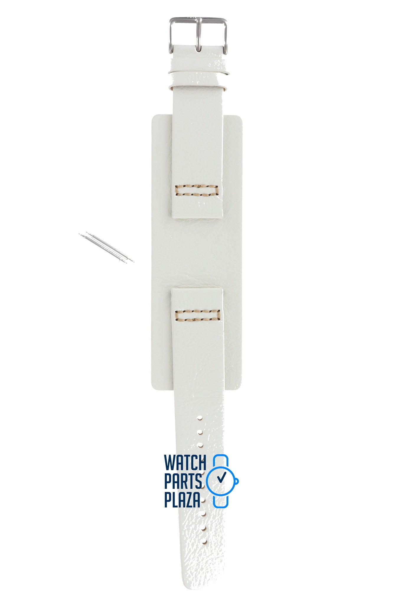 Fossil JR8223 Watch Band JR - 8223 White Leather 22 mm - Watch Plaza