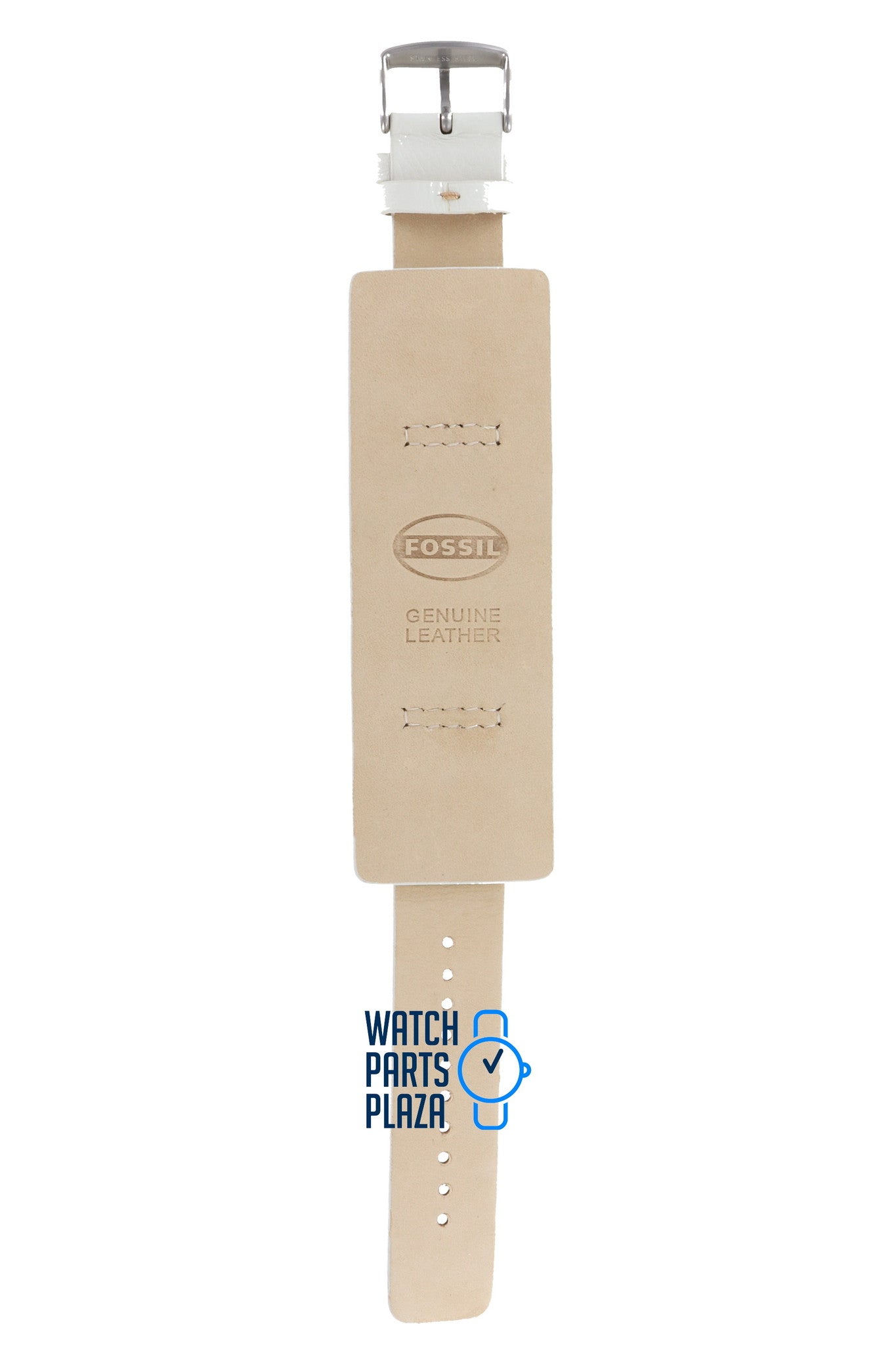 Fossil JR8223 Watch Band JR - 8223 White Leather 22 mm - Watch Plaza