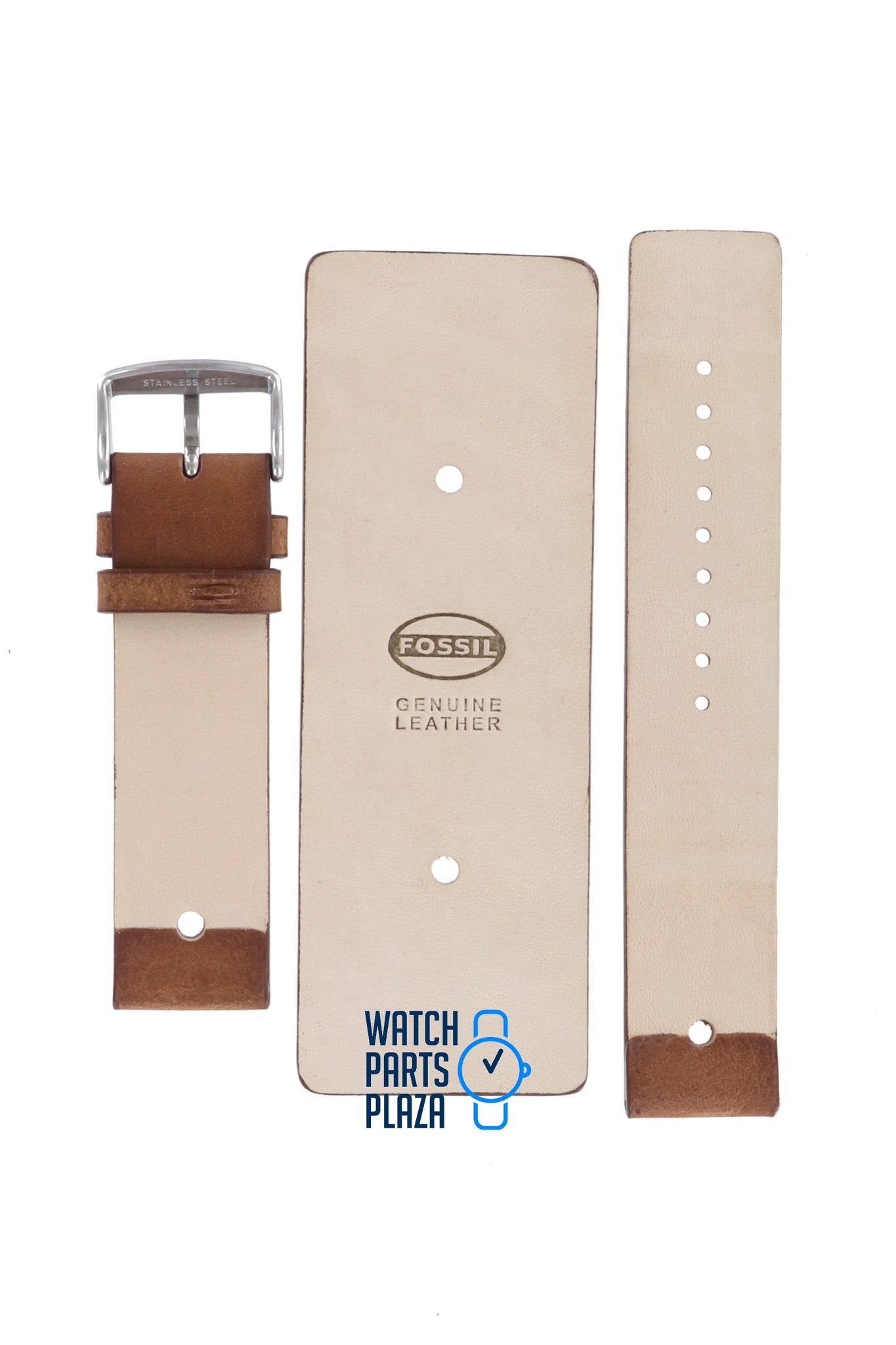 Fossil JR8255 Watch Band JR - 8255 Brown Leather 22 mm - Watch Plaza