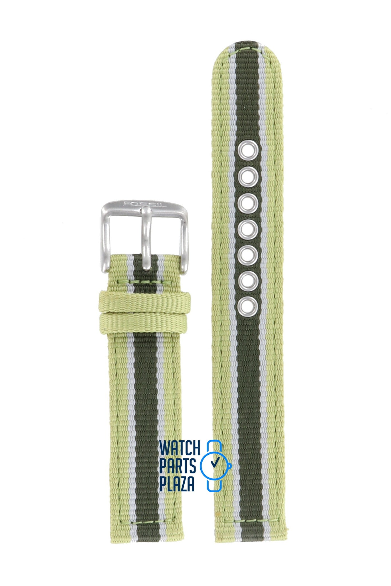 Fossil JR8355 Watch Band JR - 8355 Green Leather & Textile 17 mm - Watch Plaza