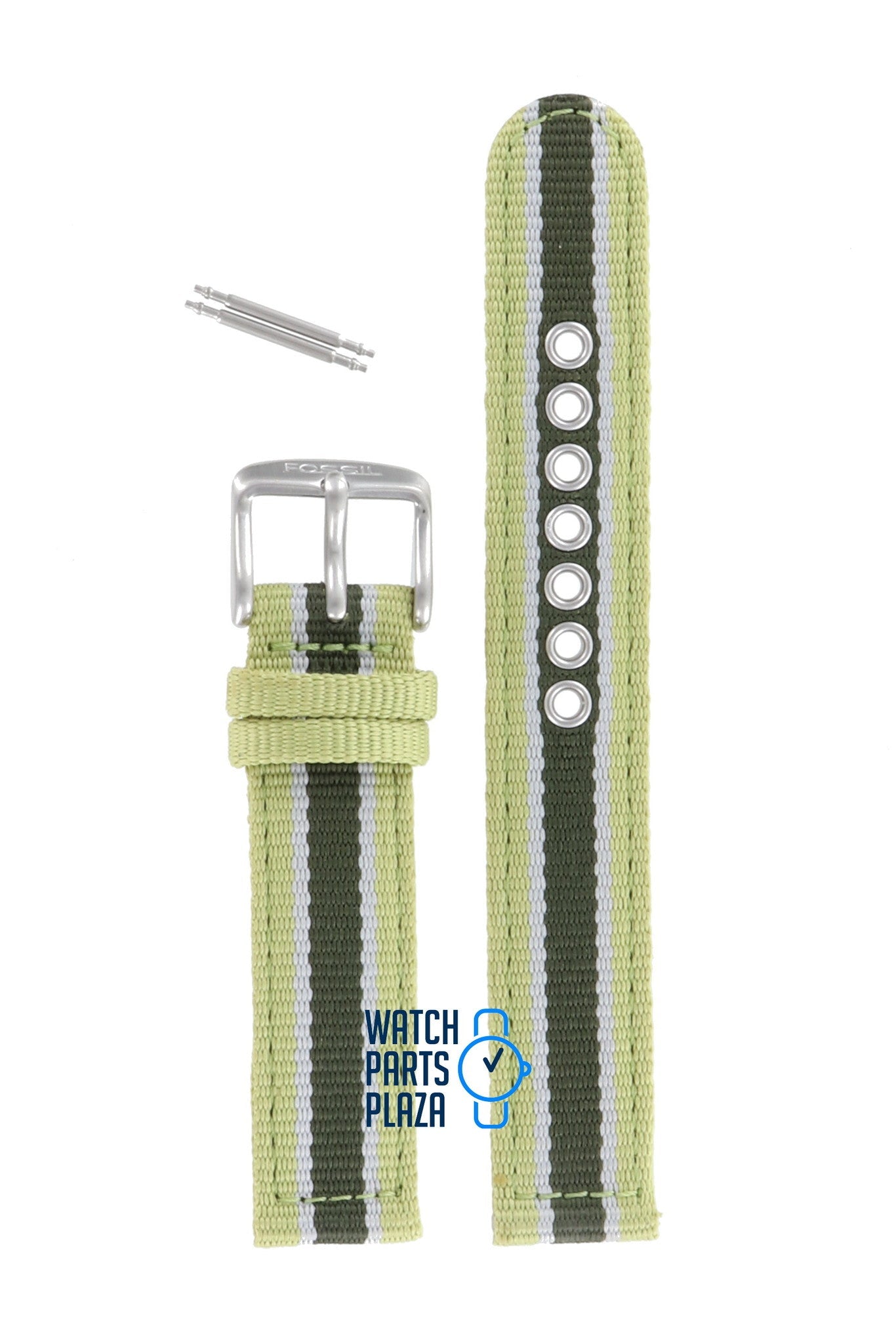 Fossil JR8355 Watch Band JR - 8355 Green Leather & Textile 17 mm - Watch Plaza