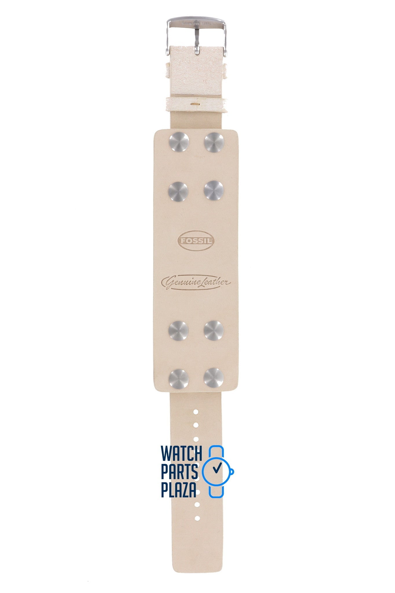 Fossil JR8361 Watch Band JR - 8361 White Leather 24 mm - Watch Plaza