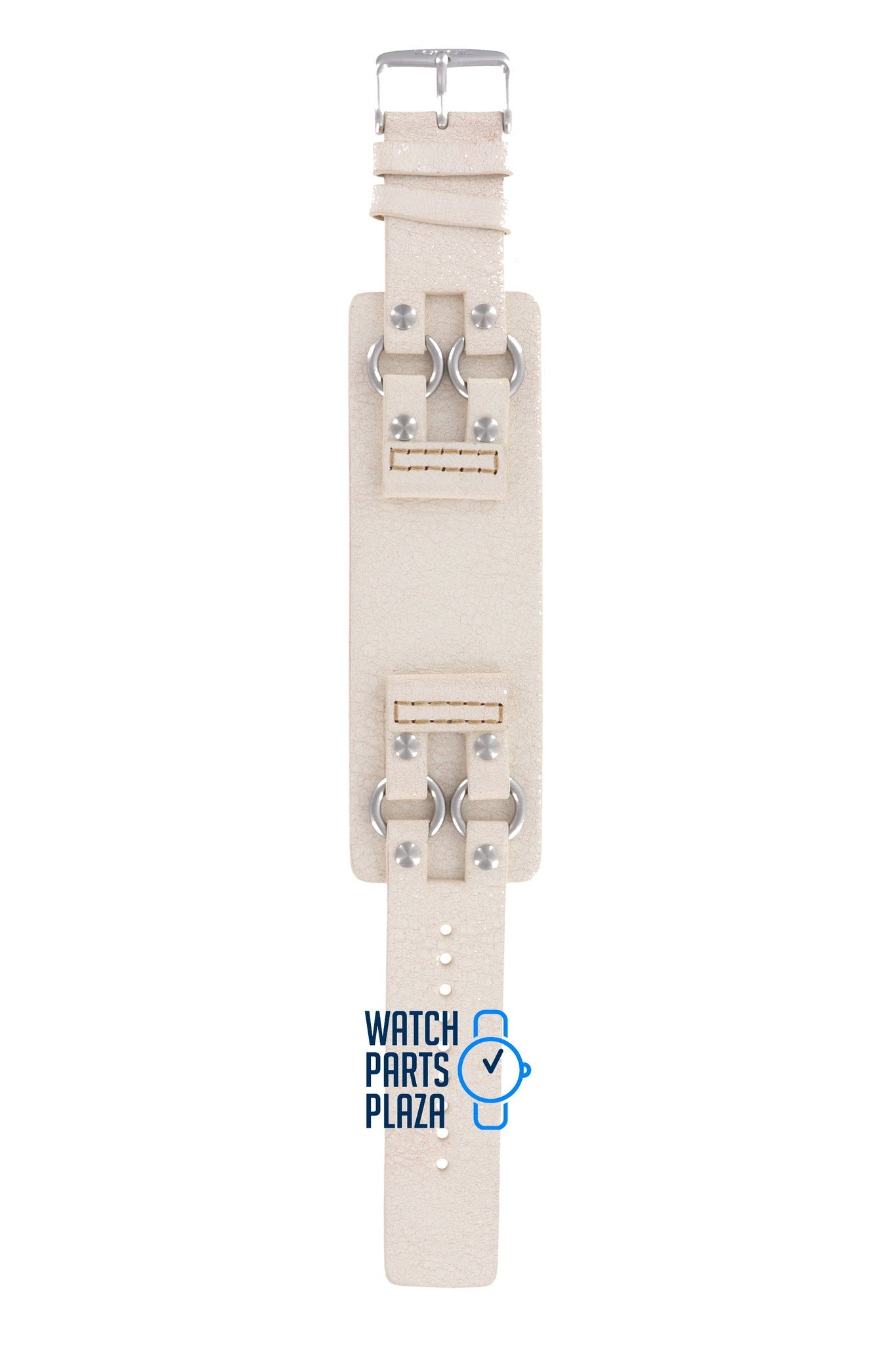 Fossil JR8361 Watch Band JR - 8361 White Leather 24 mm - Watch Plaza