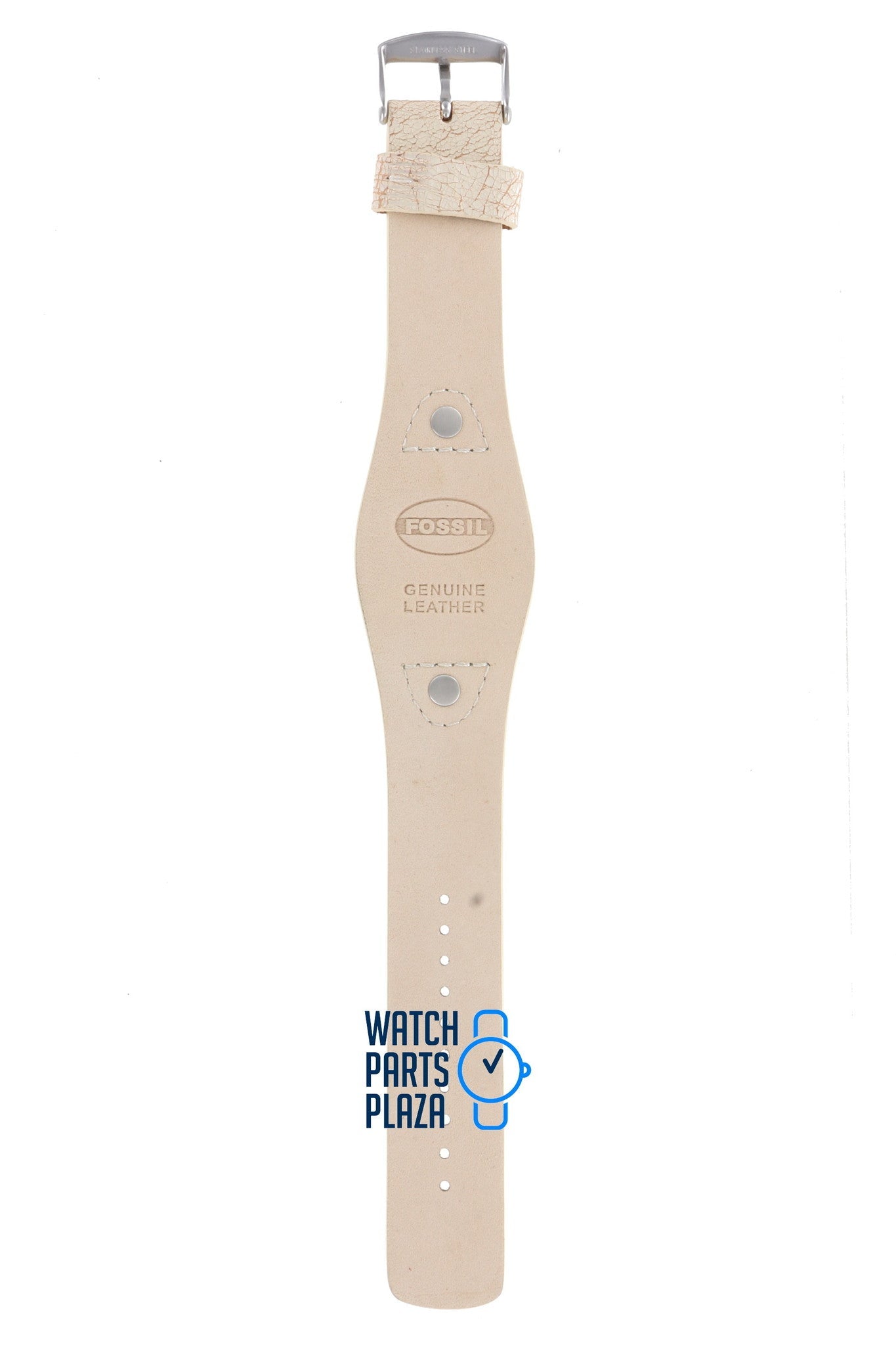 Fossil JR8481 Watch Band JR - 8481 White Leather 24 mm - Watch Plaza