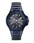 Guess watch W0218G4 Rigor analog men's watch blue 45mm stainless steel - Watch Plaza