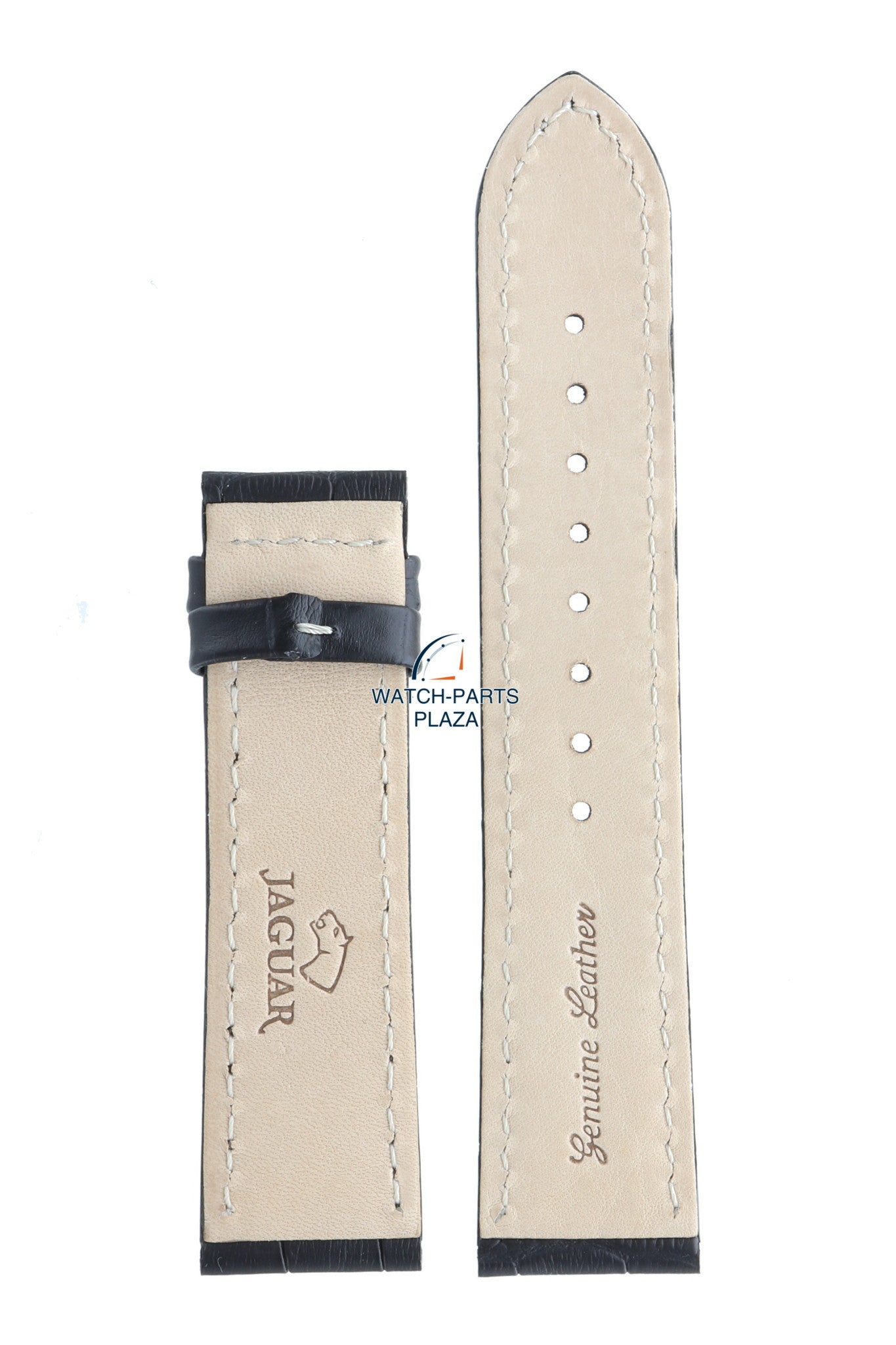 Jaguar BC05916 Watch band J619 black leather 22 mm - Dual Time - Watch Plaza