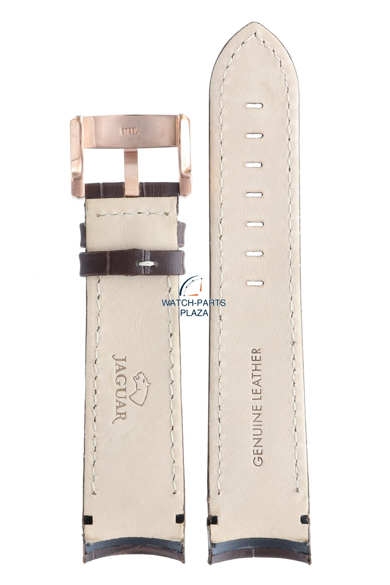 Jaguar BC06342 Watch band J631 brown leather 24 mm - Dual Time - Watch Plaza