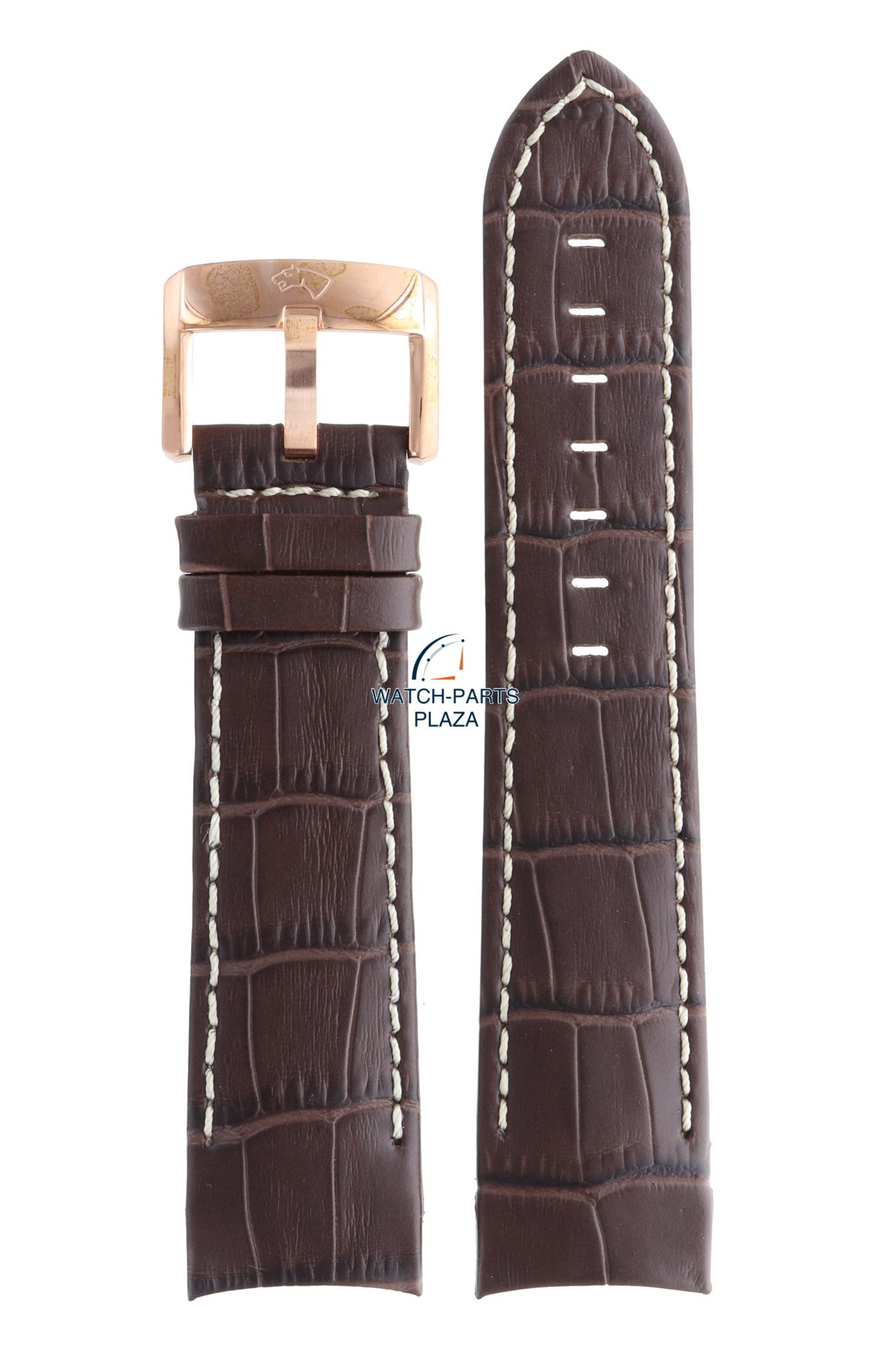 Jaguar BC06342 Watch band J631 brown leather 24 mm - Dual Time - Watch Plaza