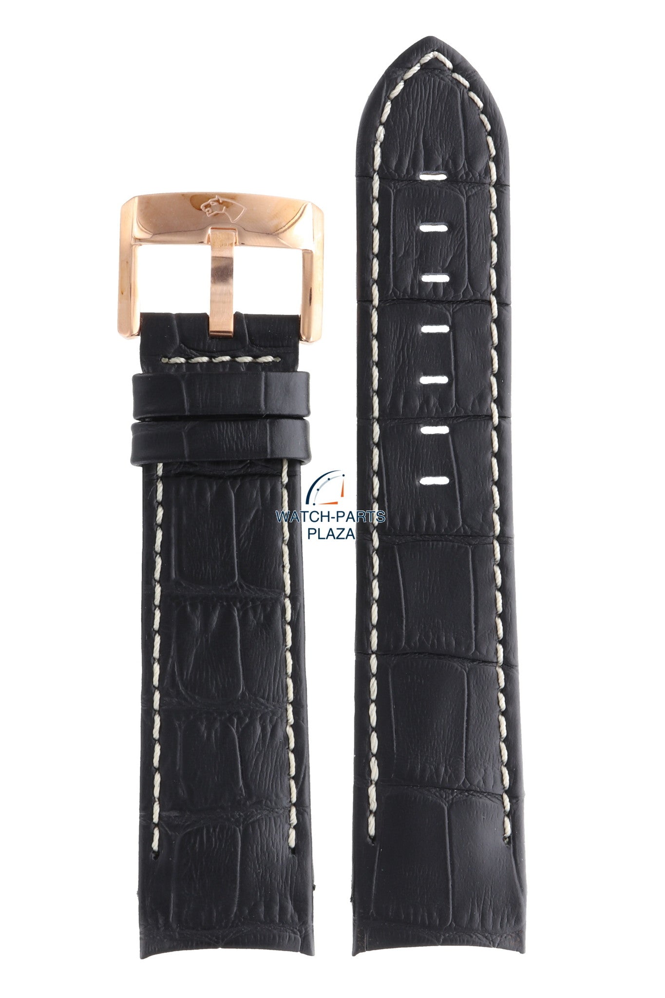 Jaguar BC06343 Watch band J631 black leather 24 mm - Dual Time - Watch Plaza