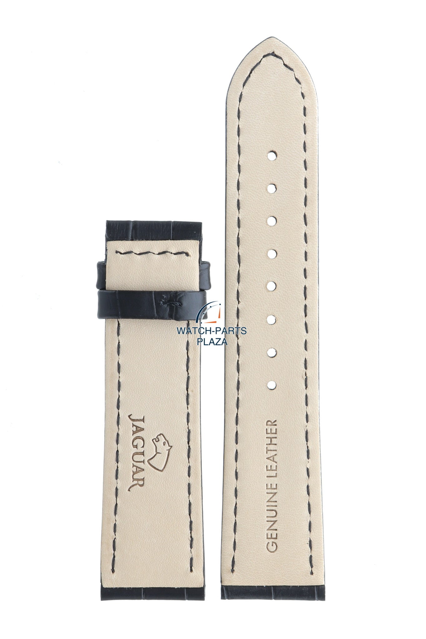 Jaguar BC08108 Watch band J662 black leather 22 mm - Acamar - Watch Plaza