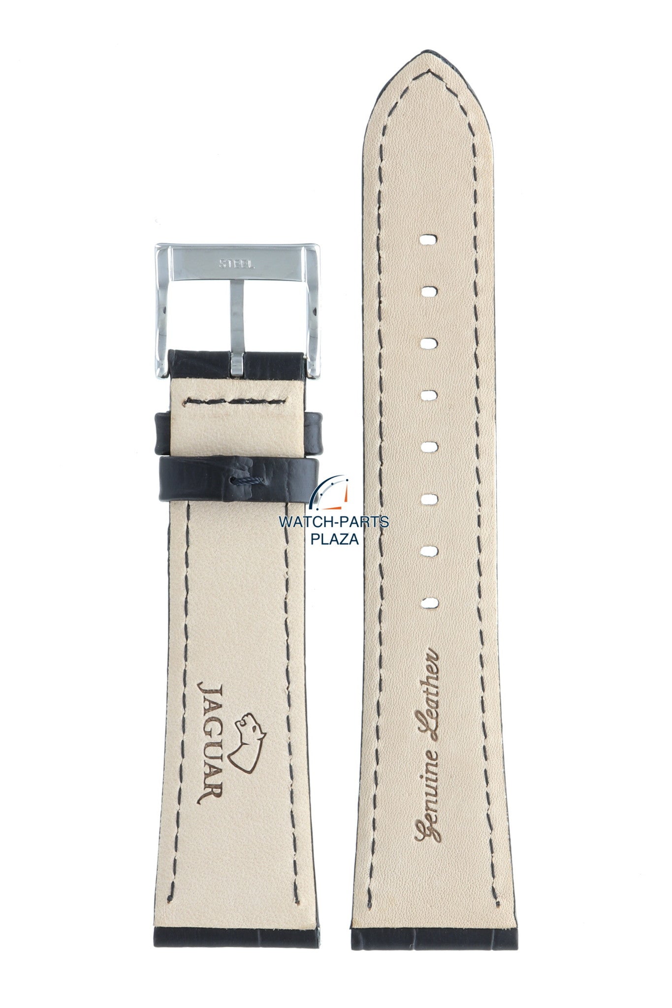 Jaguar BC08345 Watch band J664 black leather 22 mm - Acamar - Watch Plaza