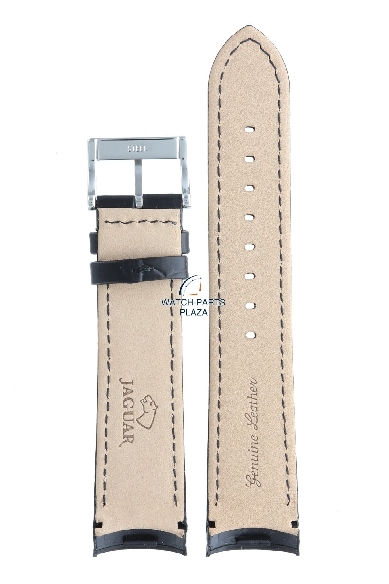 Jaguar BC08857 Watch band J682 black leather 22 mm - Acamar - Watch Plaza