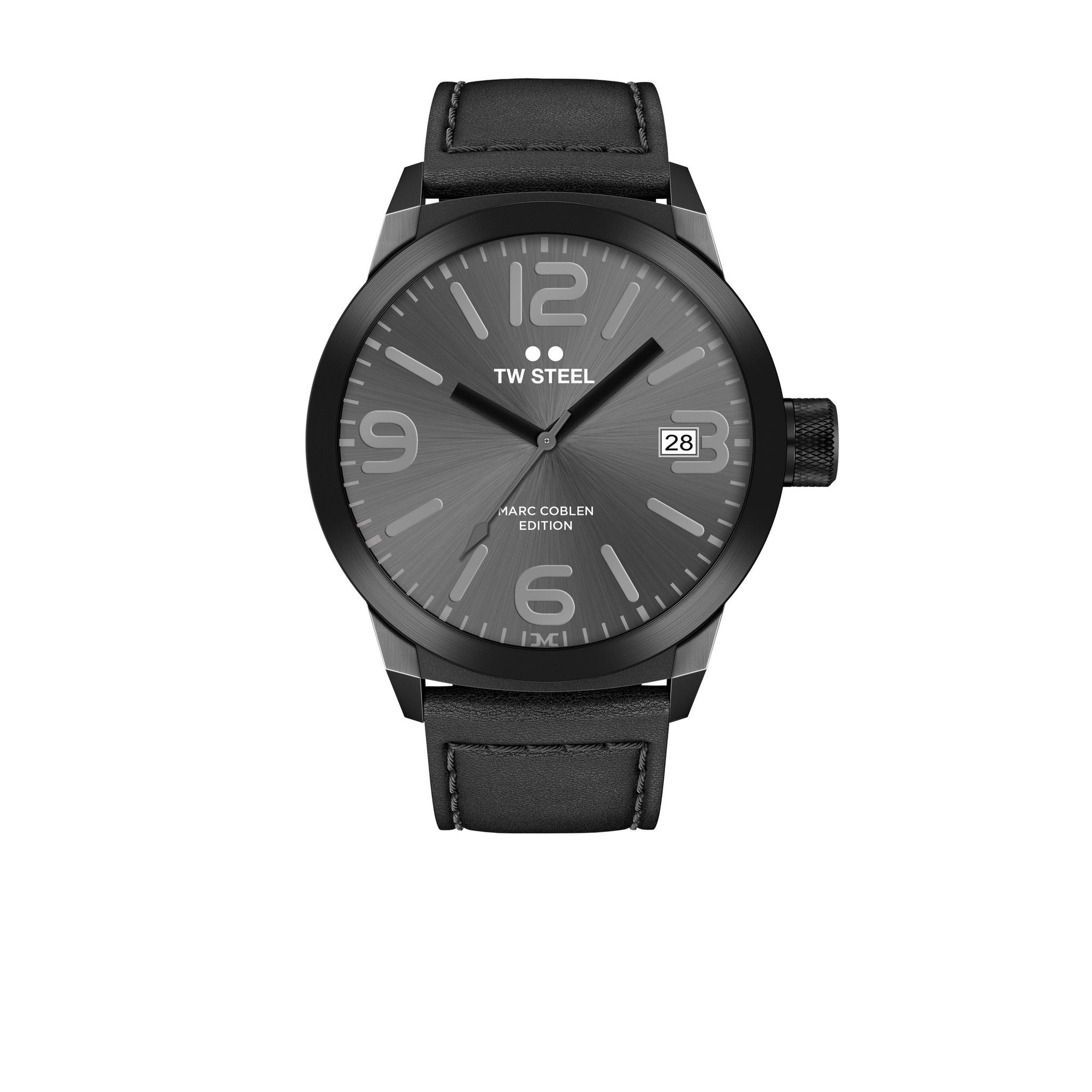 Men's watch TW - Steel Marc Coblen TWMC53 black & leather strap - dark gray dial - Watch Plaza