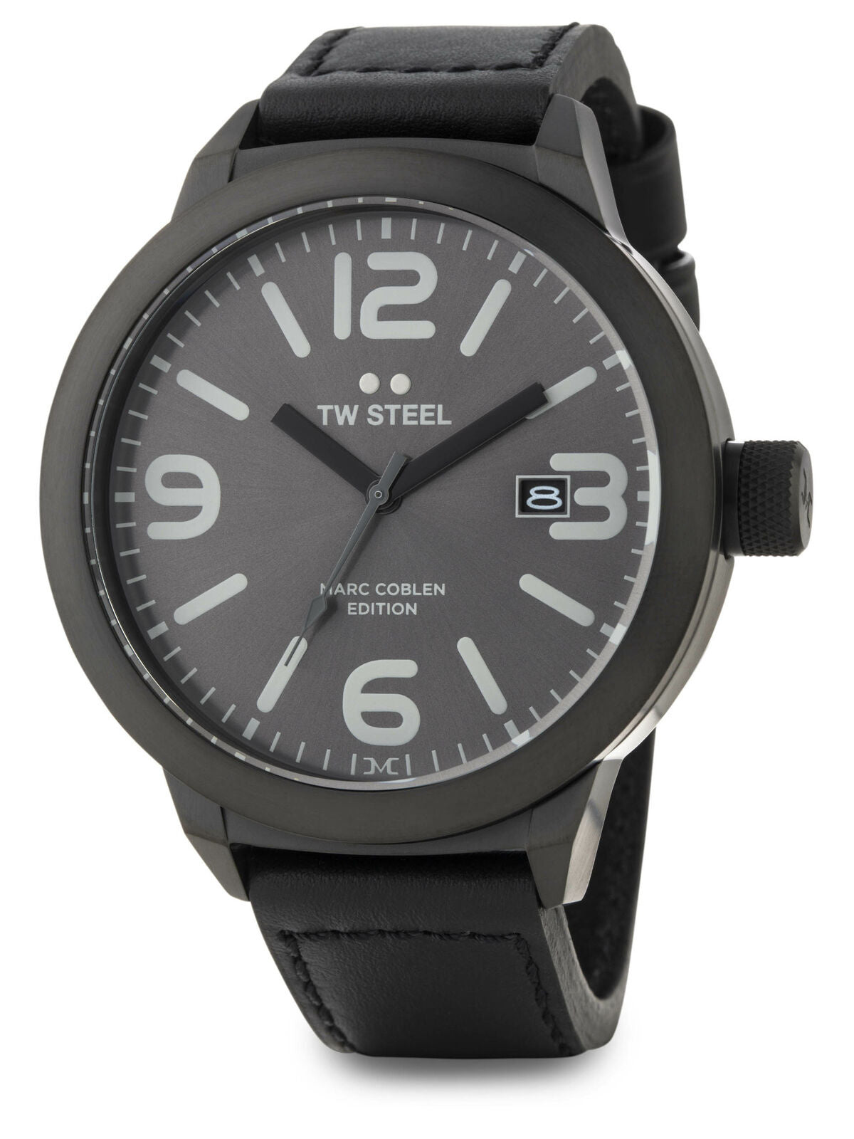 Men's watch TW - Steel Marc Coblen TWMC53 black & leather strap - dark gray dial - Watch Plaza