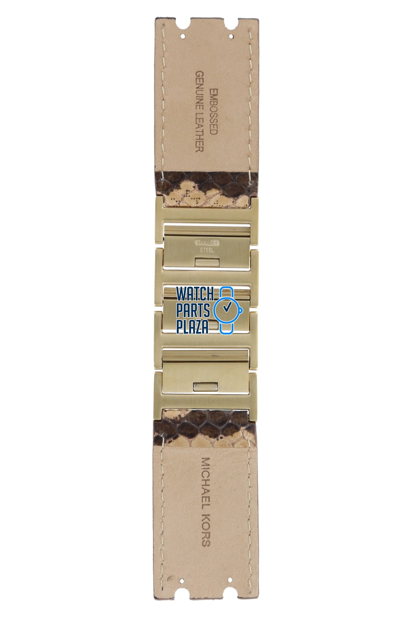 Michael Kors MK2114 Watch Band MK - 2114 Brown Steel & Leather 26 mm - Watch Plaza