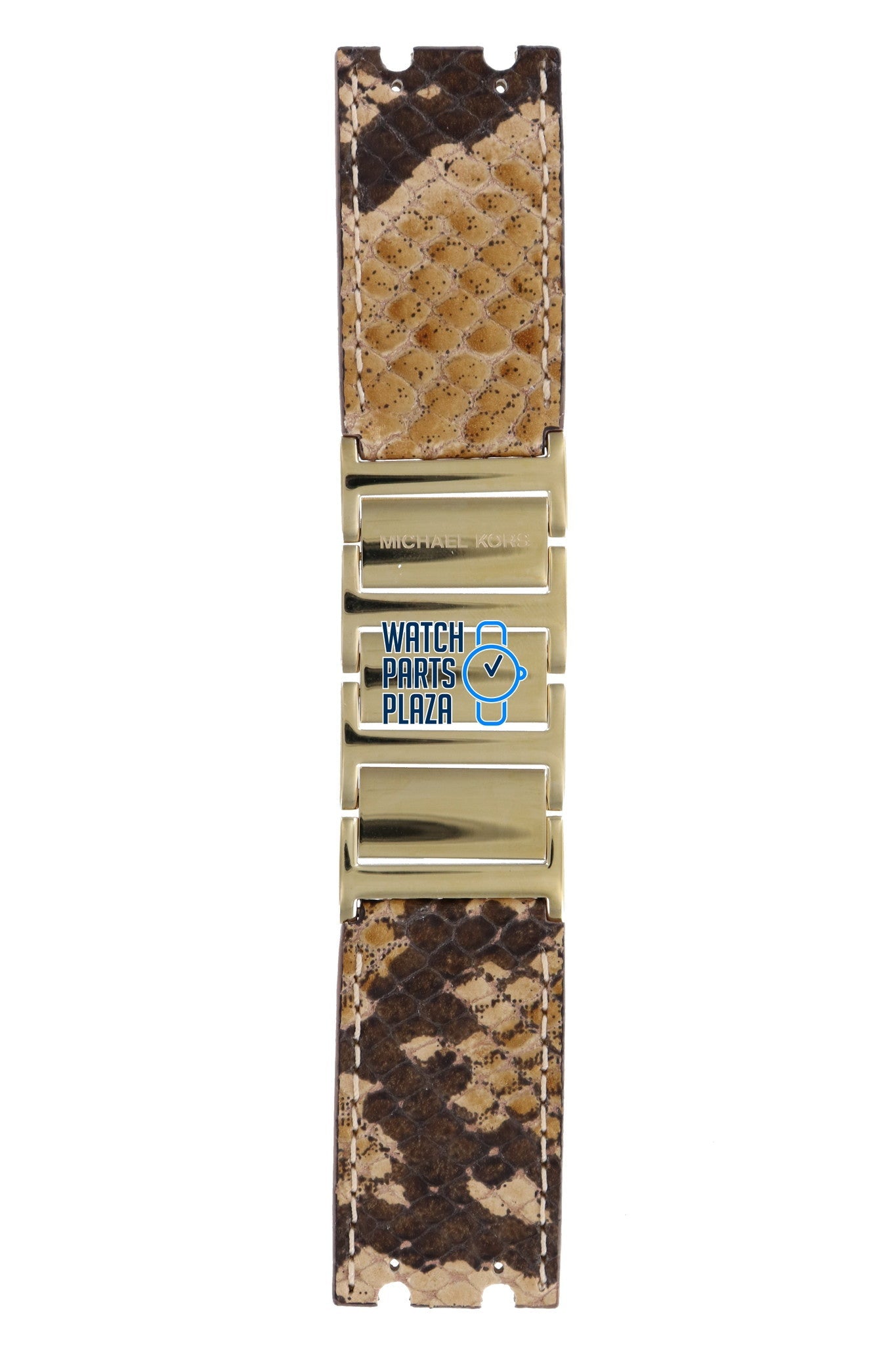 Michael Kors MK2114 Watch Band MK - 2114 Brown Steel & Leather 26 mm - Watch Plaza