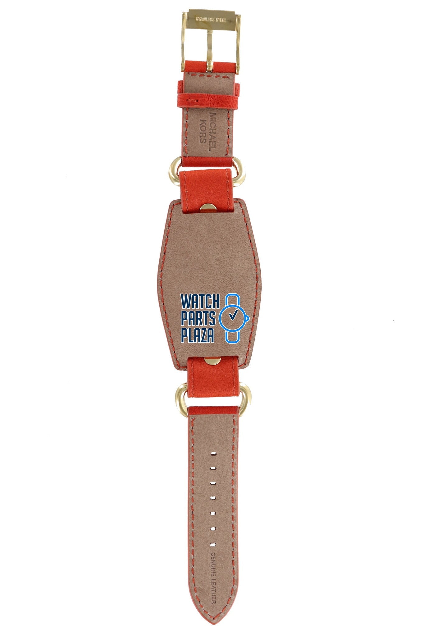 Michael Kors MK2157 Watch Band MK - 2157 Orange Leather 20 mm - Watch Plaza