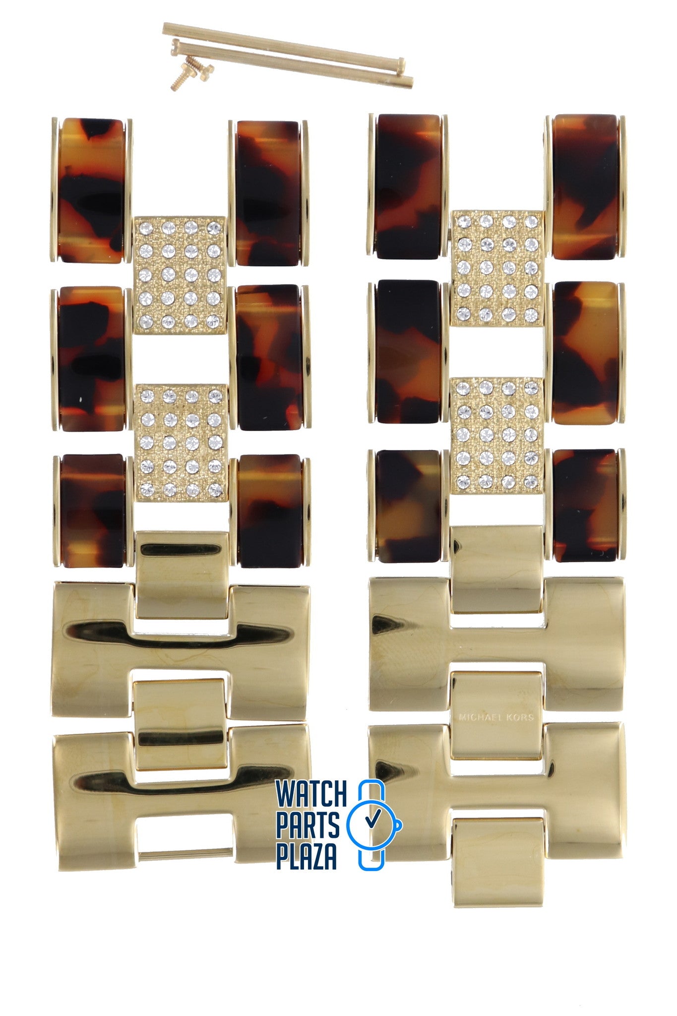 Michael Kors MK4182 Watch Band MK - 4182 Gold Plated Stainless Steel 28 mm - Watch Plaza