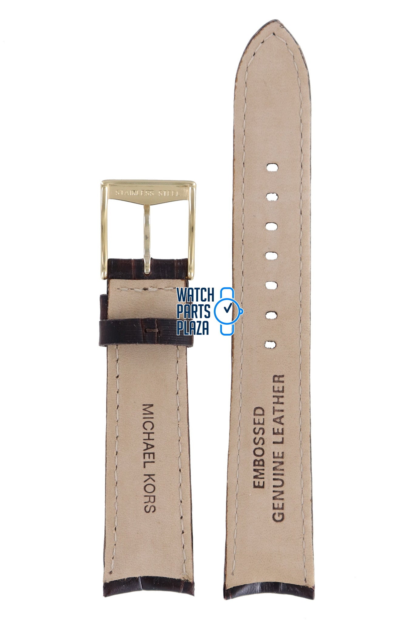 Michael Kors MK5014 Watch Band MK - 5014 Brown Leather 18 mm - Watch Plaza