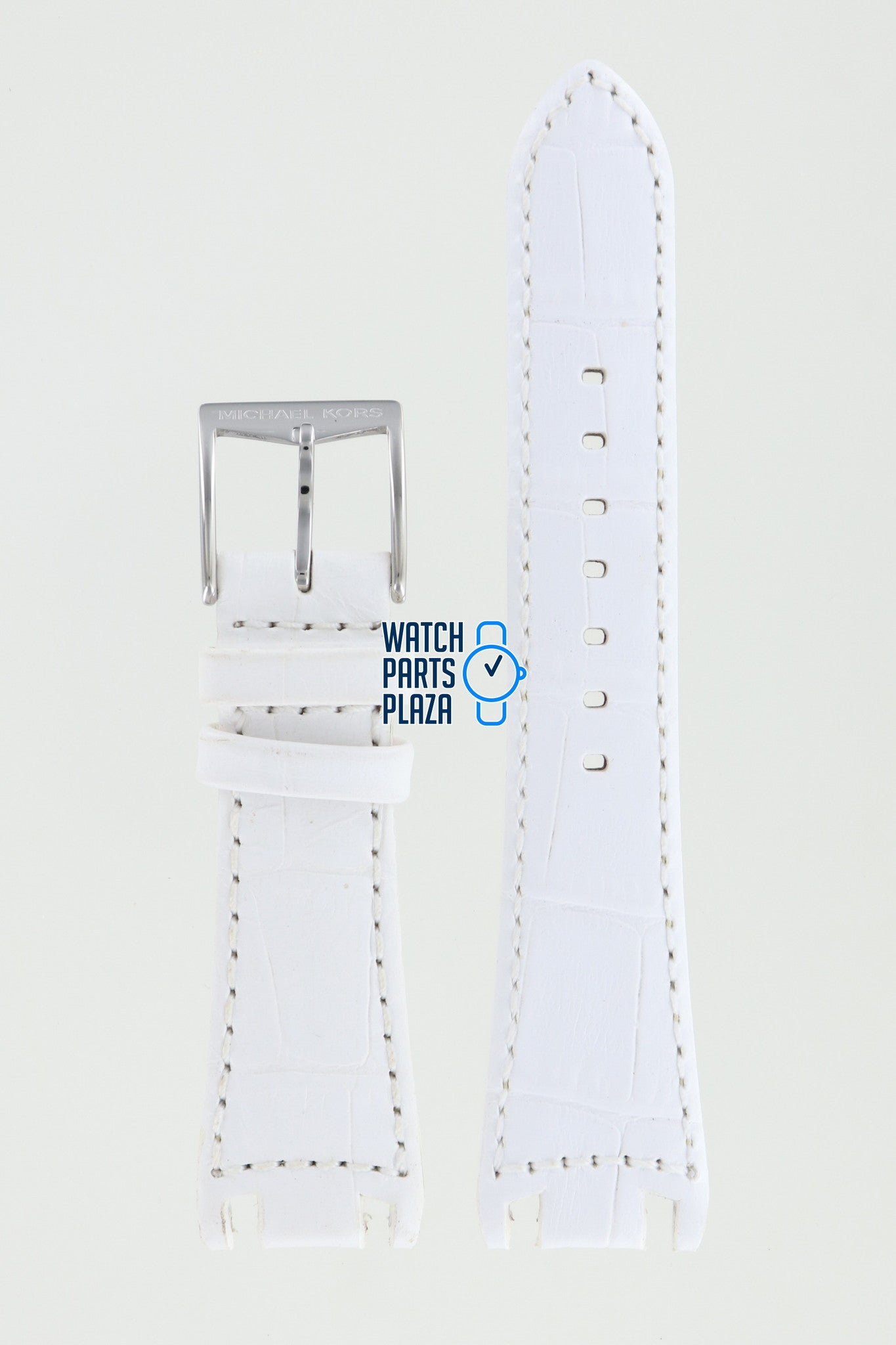 Michael Kors MK5015 Watch Band MK - 5015 White Leather 20 mm - Watch Plaza