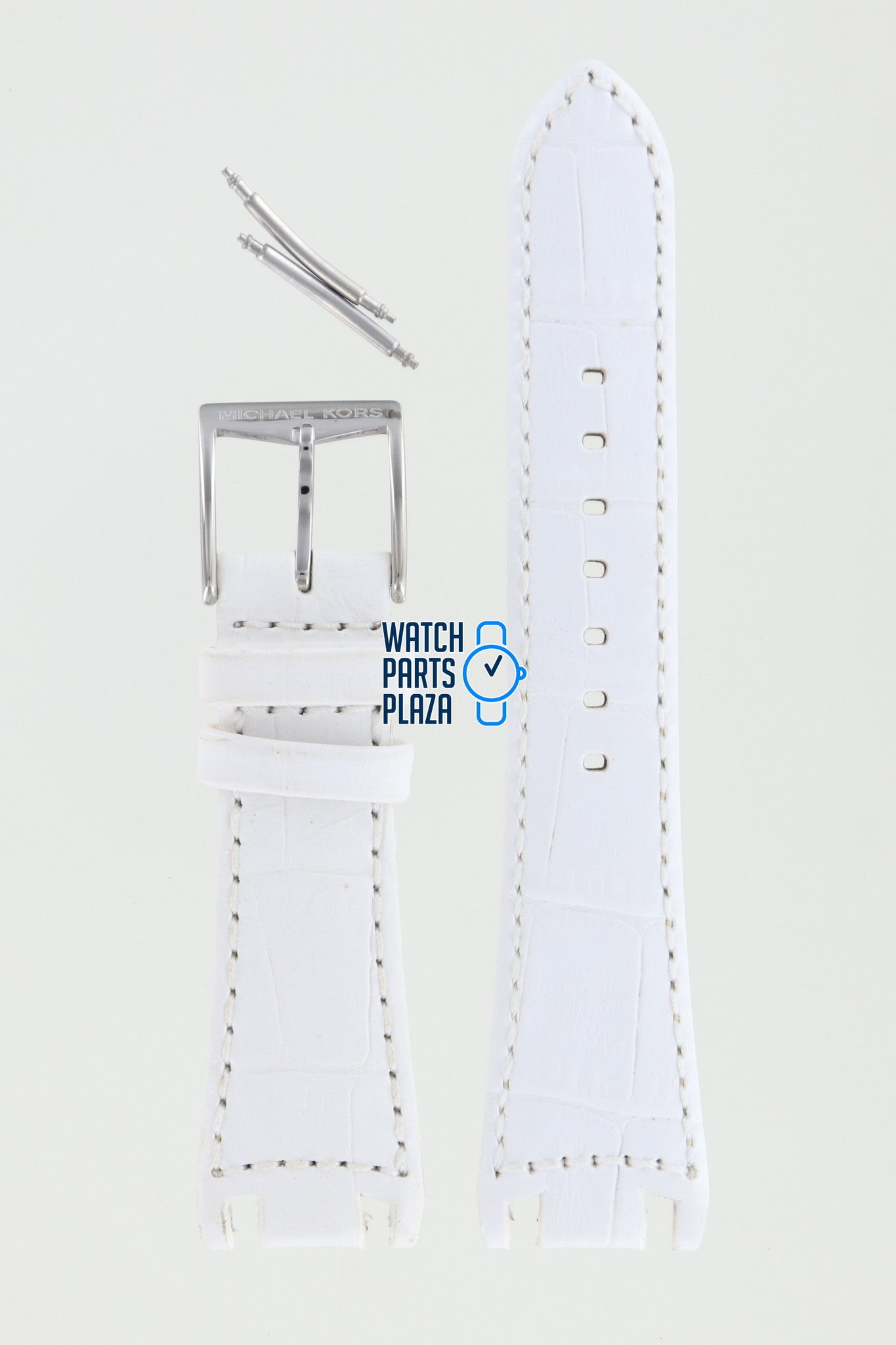 Michael Kors MK5015 Watch Band MK - 5015 White Leather 20 mm - Watch Plaza