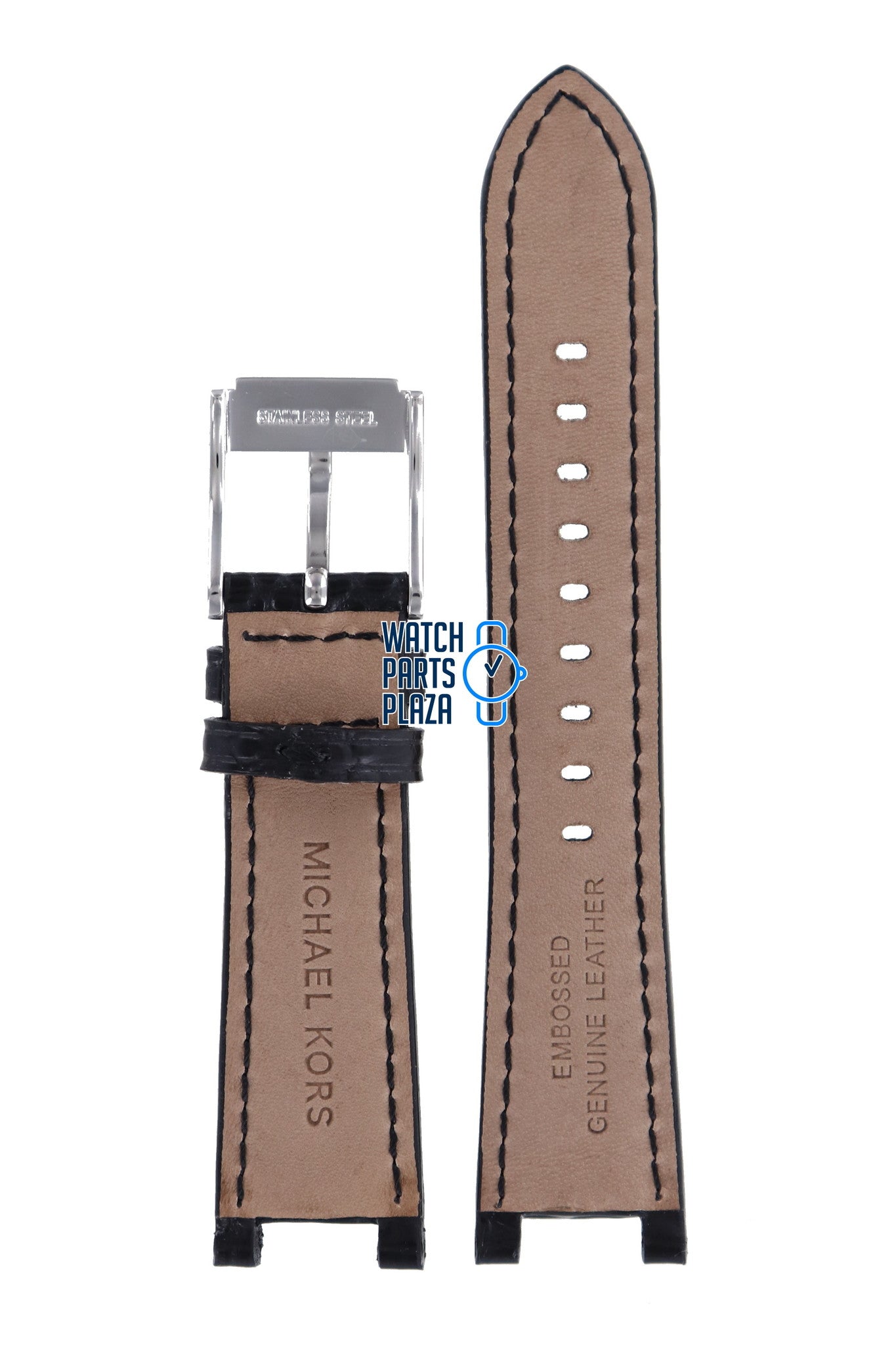 Michael Kors MK5090 Watch Band MK - 5090 Black Leather 21 mm - Watch Plaza