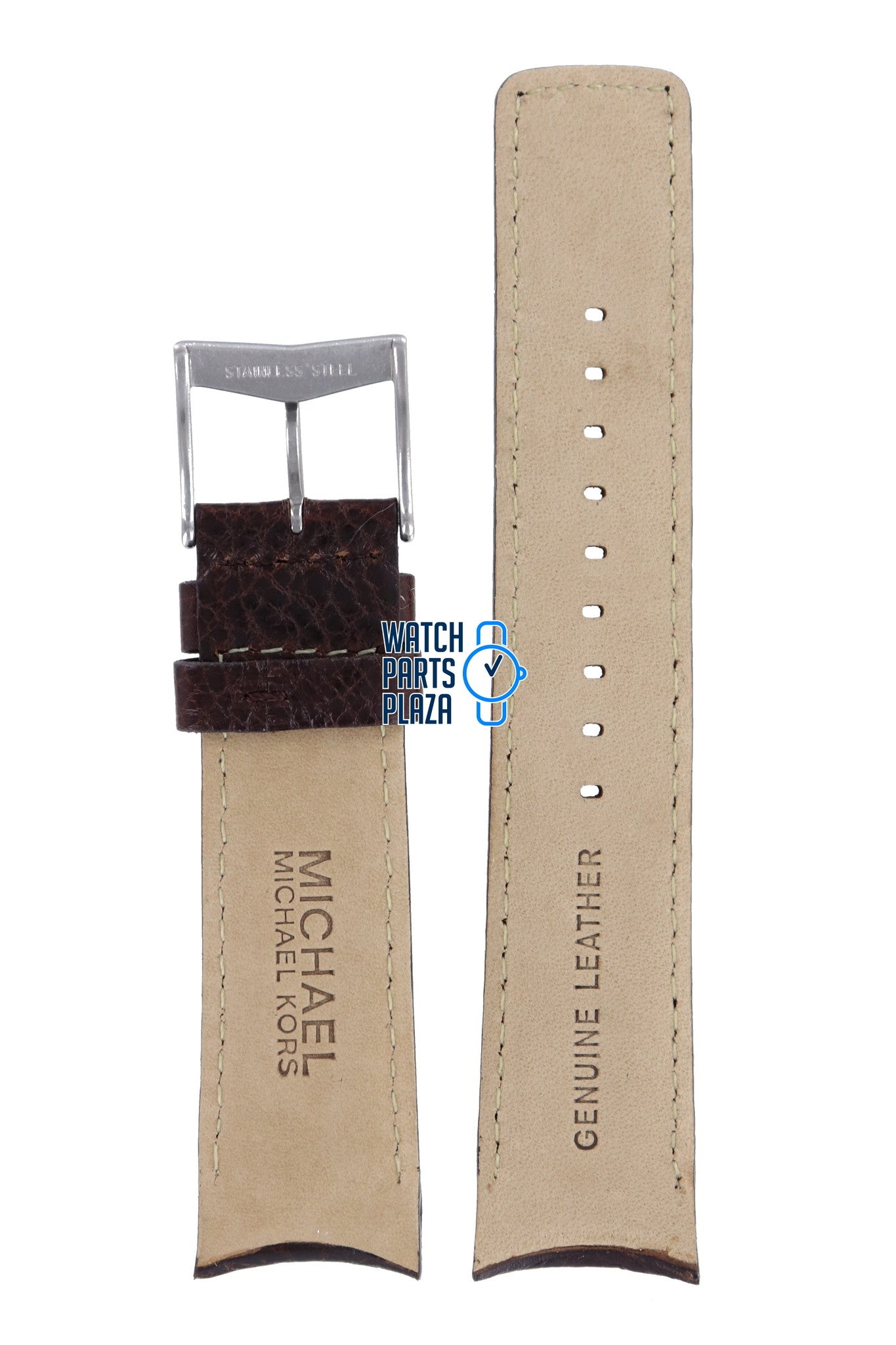 Michael Kors MK8021 Watch Band MK - 8021 Brown Leather 22 mm - Watch Plaza