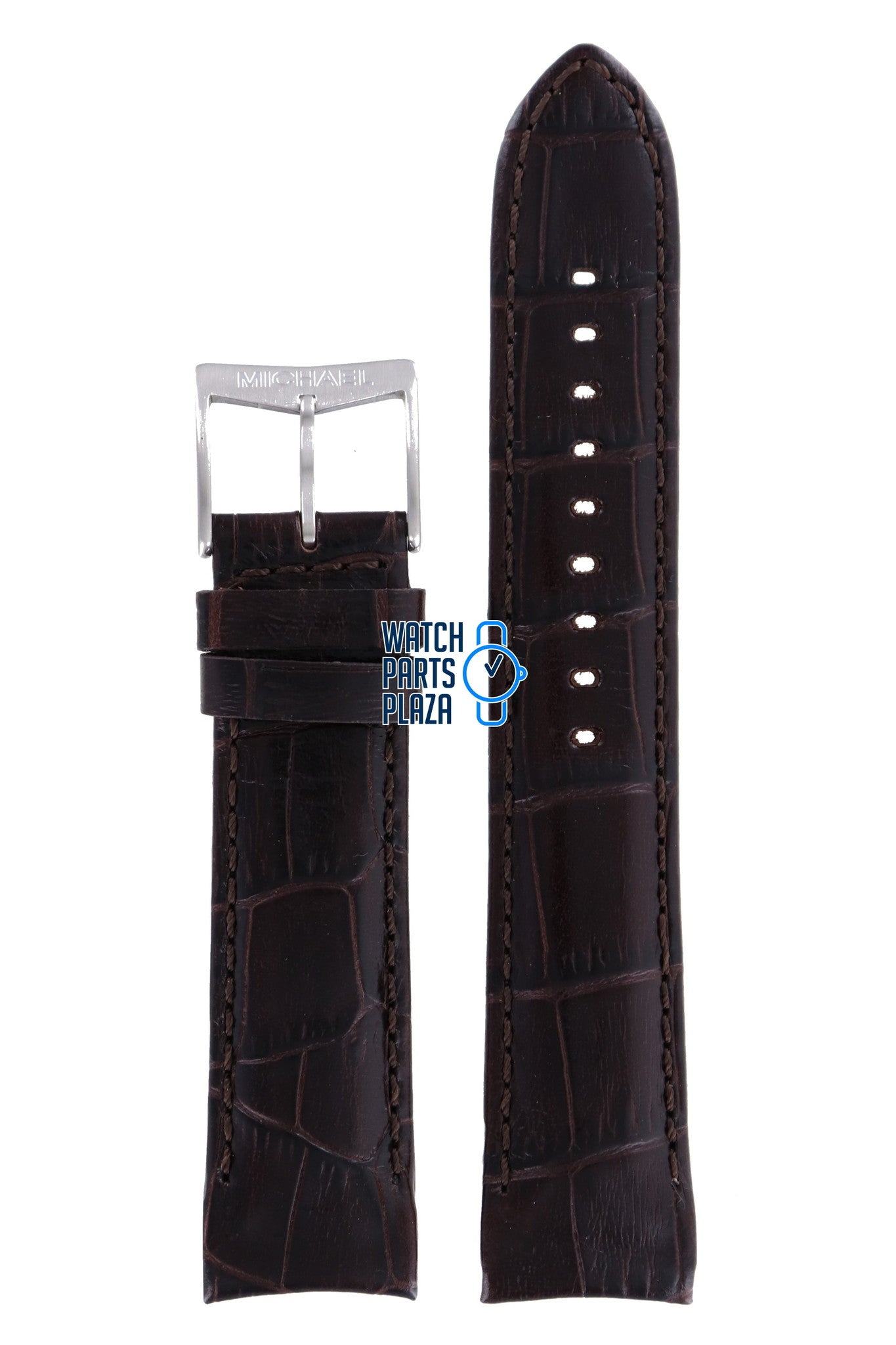 Michael Kors MK8028 Watch Band MK - 8028 Dark Brown Leather 22 mm - Watch Plaza